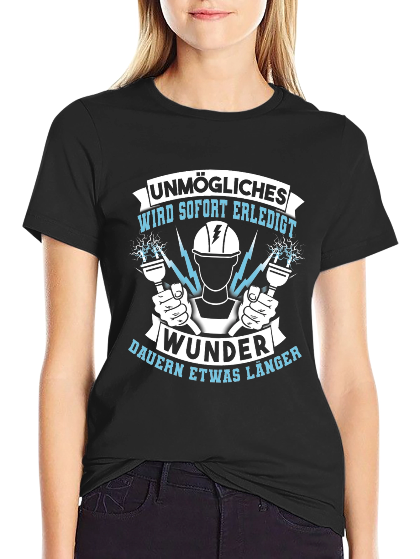 Black Electrician Humor T-Shirt - Unmögliches Wird Sofort Erledigt view 2