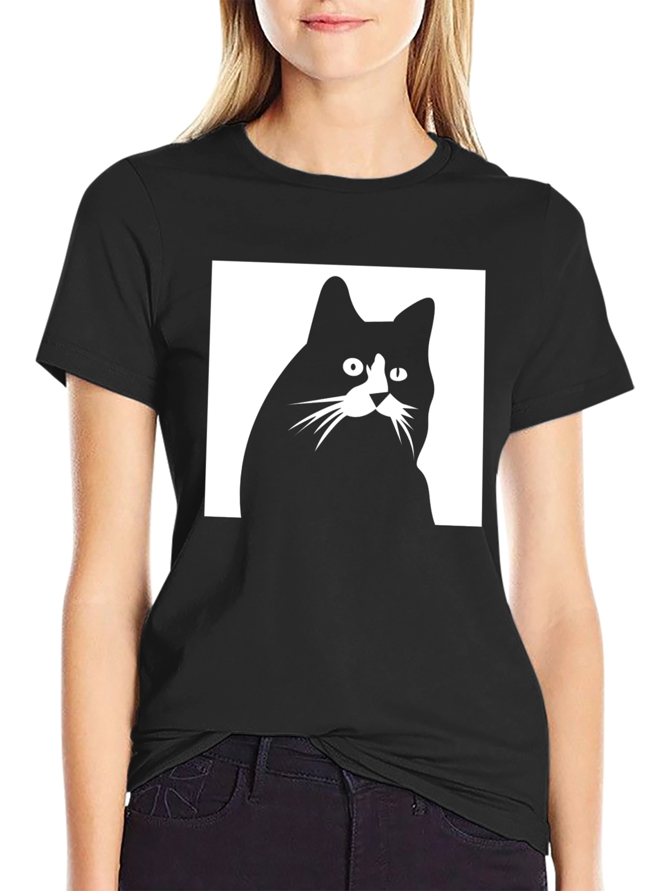 Black Black Cat Graphic T-Shirt - Unisex view 2