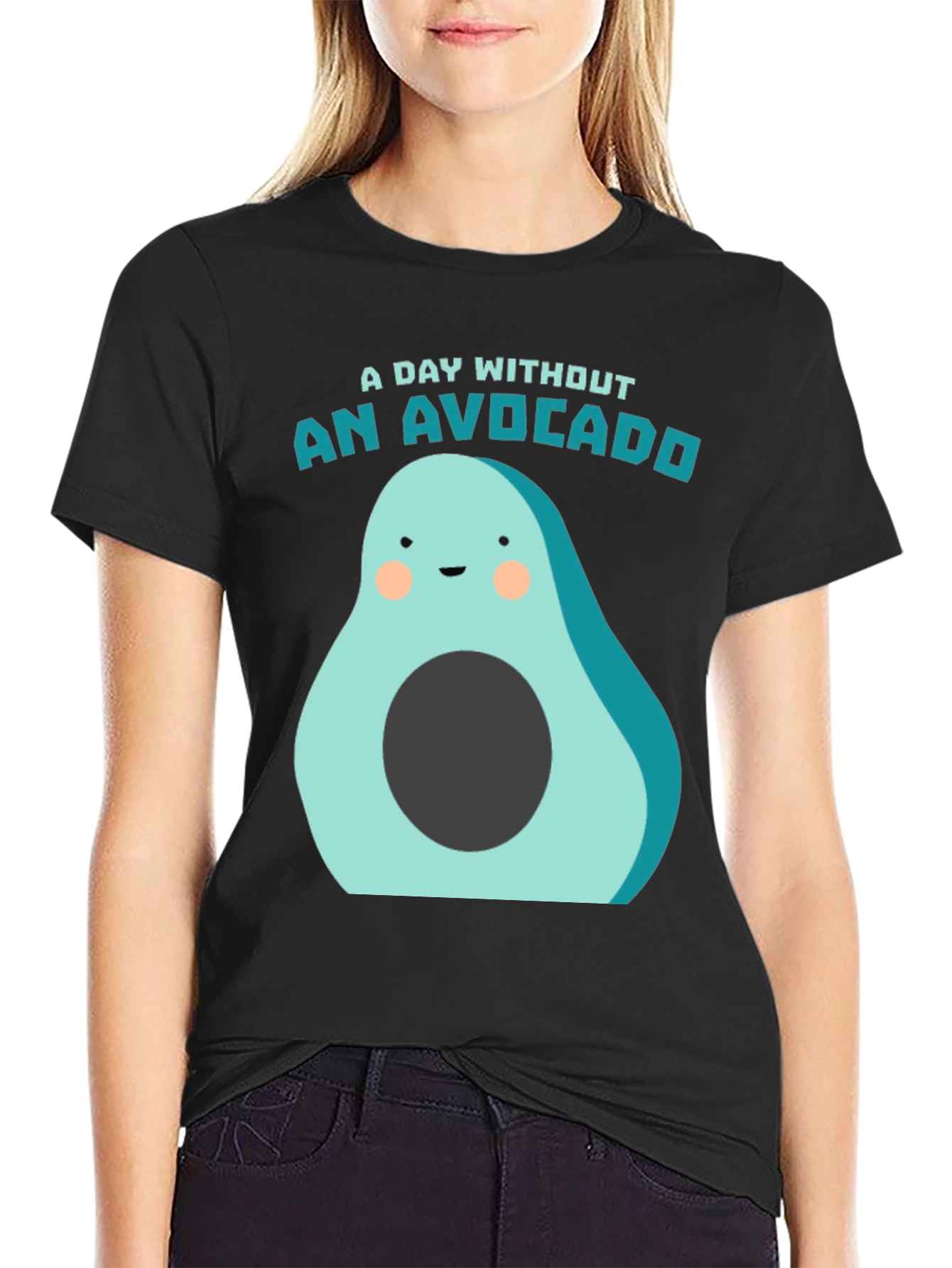 Black A Day Without an Avocado Funny T-Shirt view 2