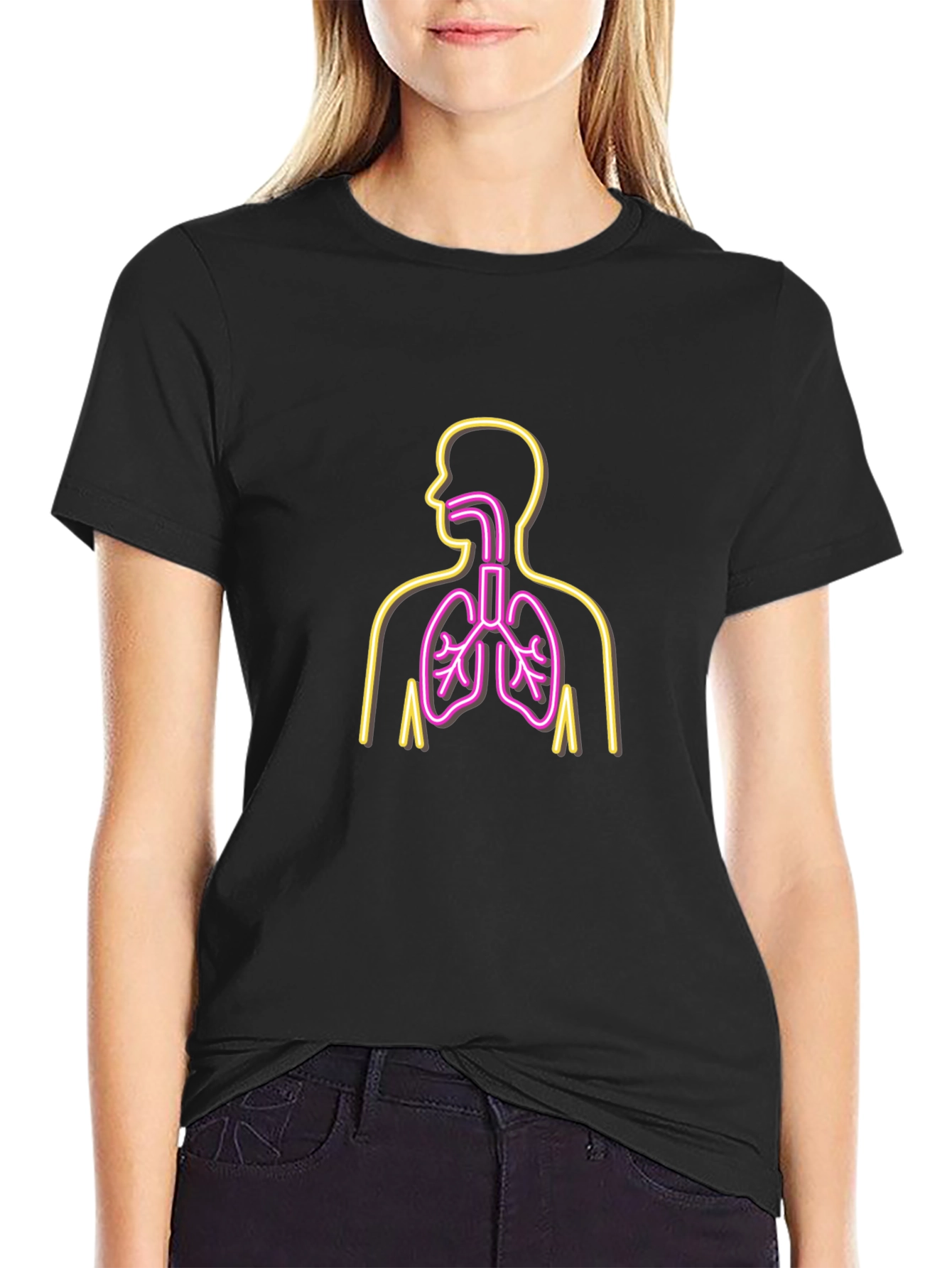 Black Anatomy Outline T-Shirt - Unisex view 2