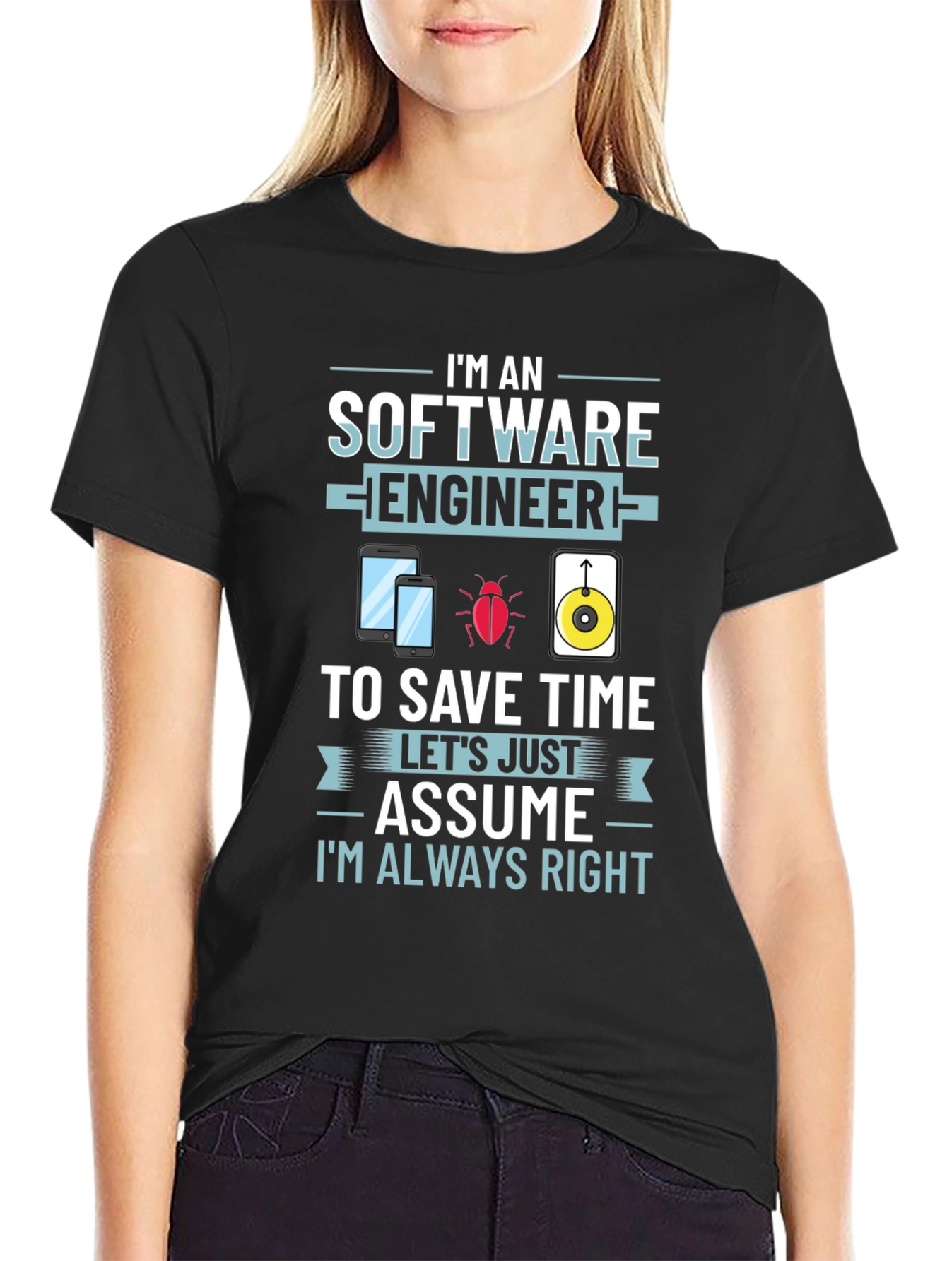 Black Software Engineer Novelty Graphic T-Shirt view 2