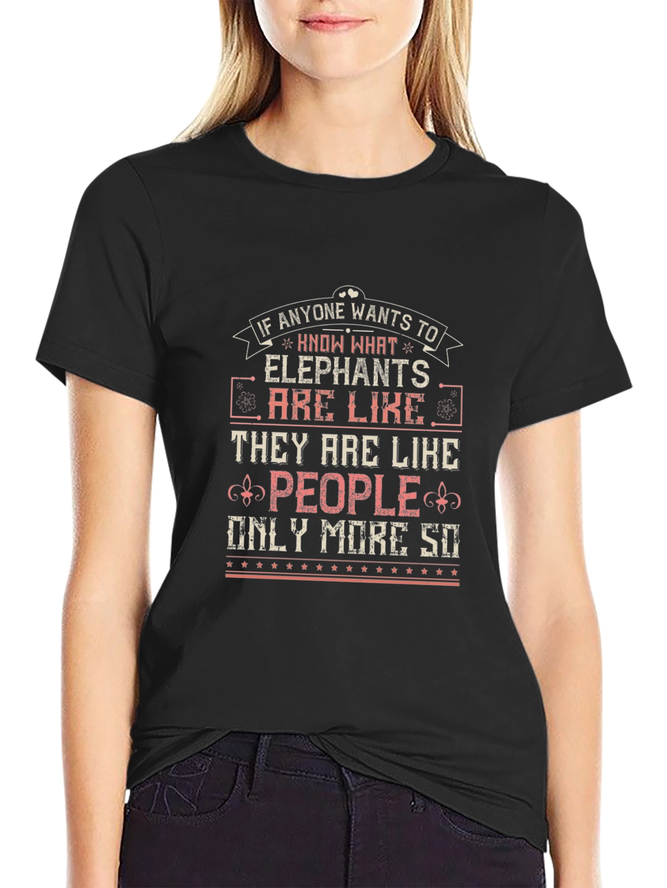 Black Elephant People Funny Graphic T-Shirt view 2