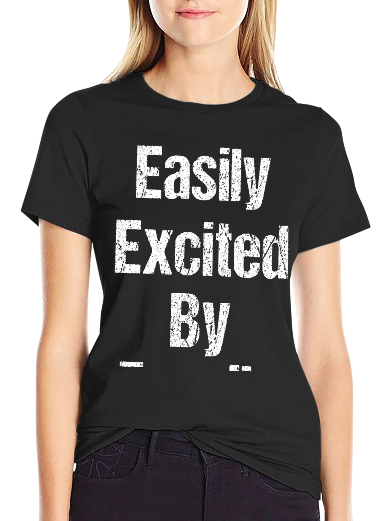Black Easily Excited By T-Shirt Funny Novelty Tee view 2