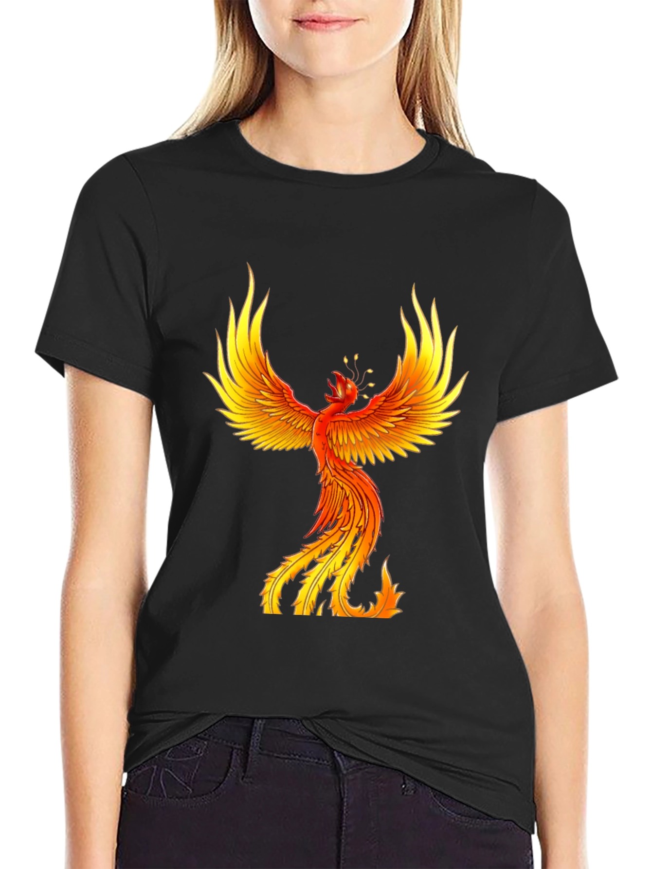 Black Fiery Phoenix Graphic Tee - Bold Black view 2