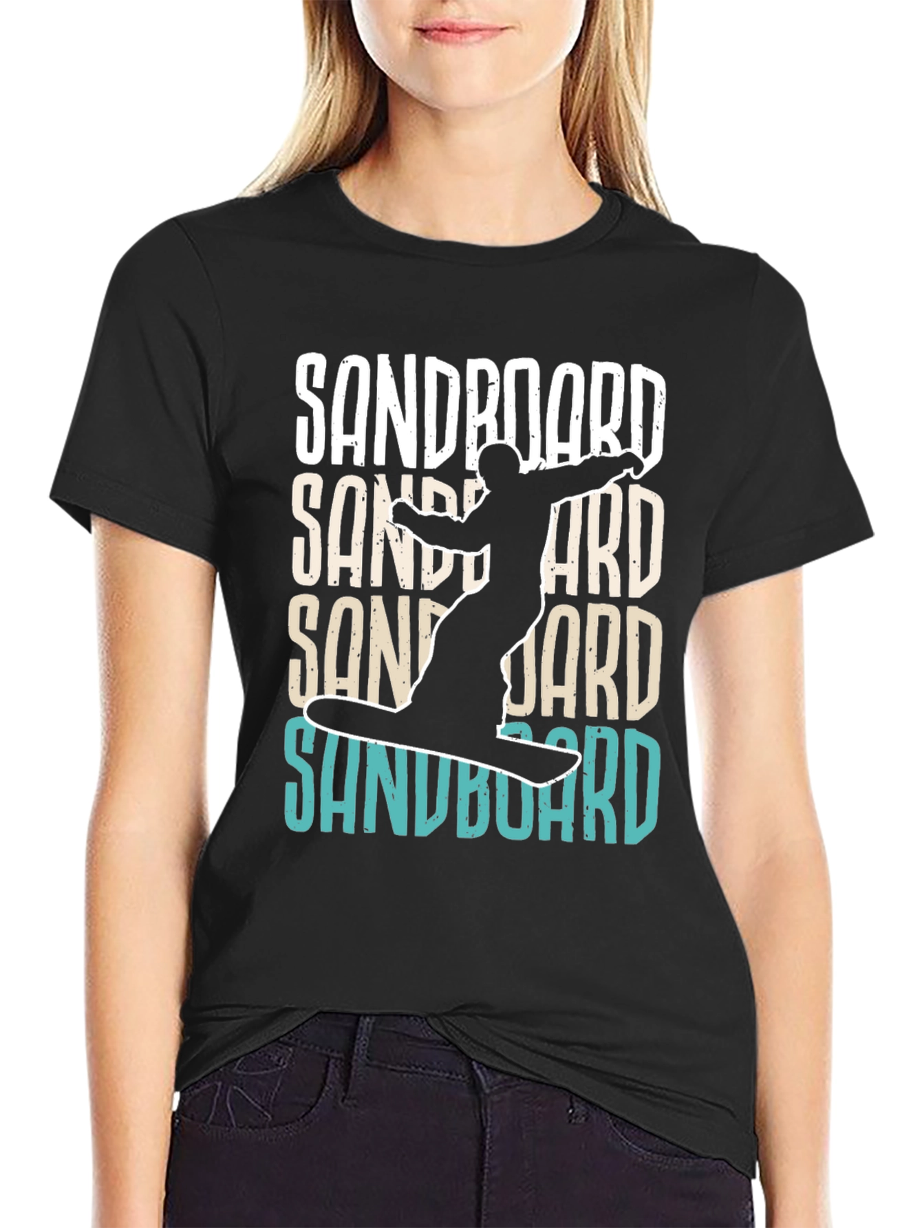 Black Sandboard T-Shirt - Unique Sandboarding Design view 2