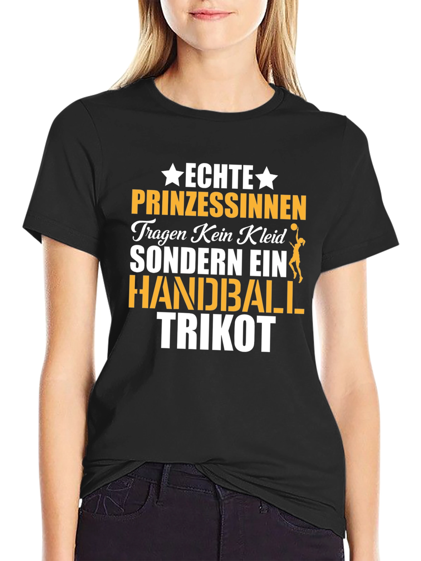 Black Handball Princess T-Shirt - Funny German Slogan Tee view 2