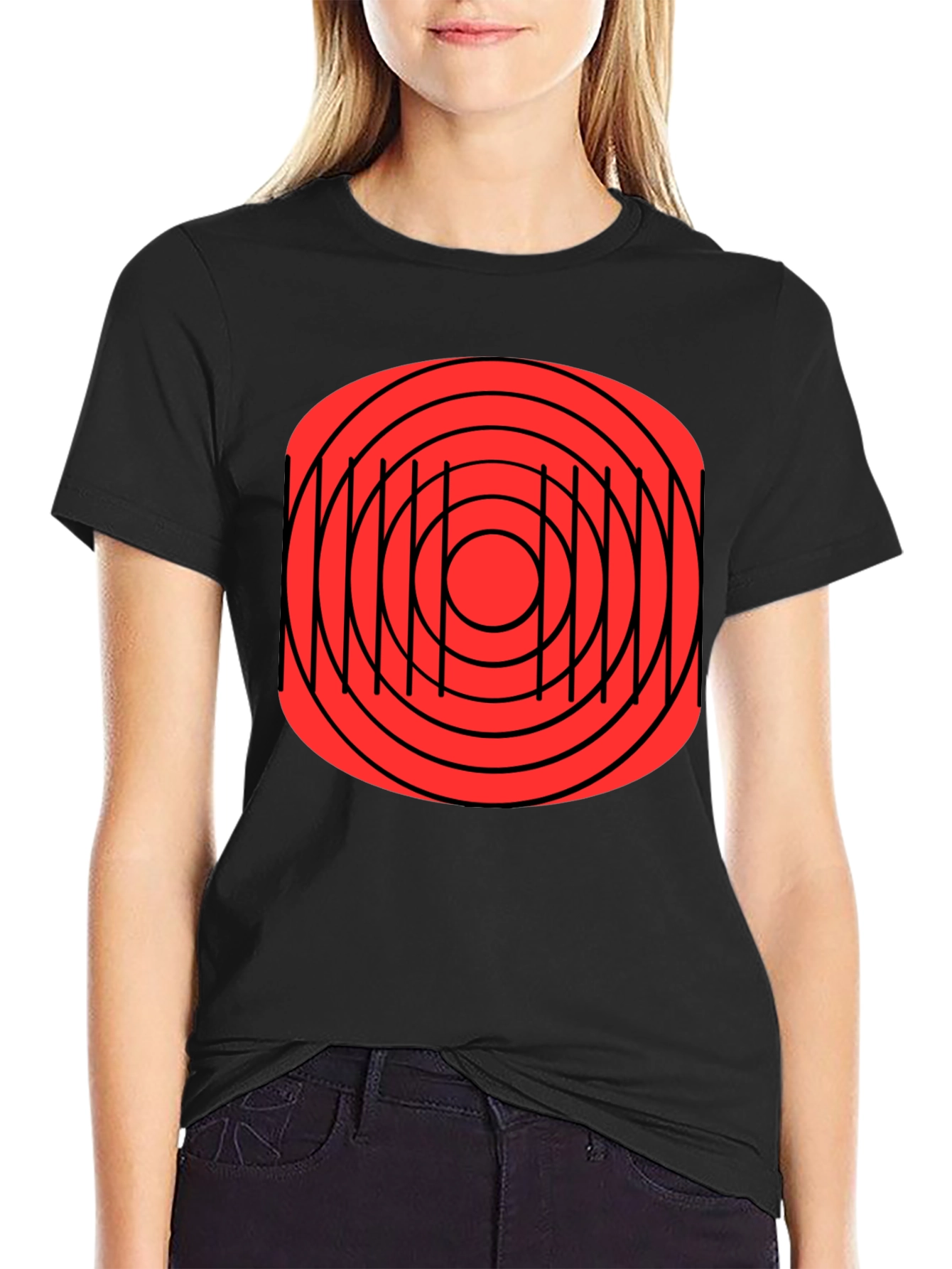 Black Abstract Target Graphic T-Shirt view 2