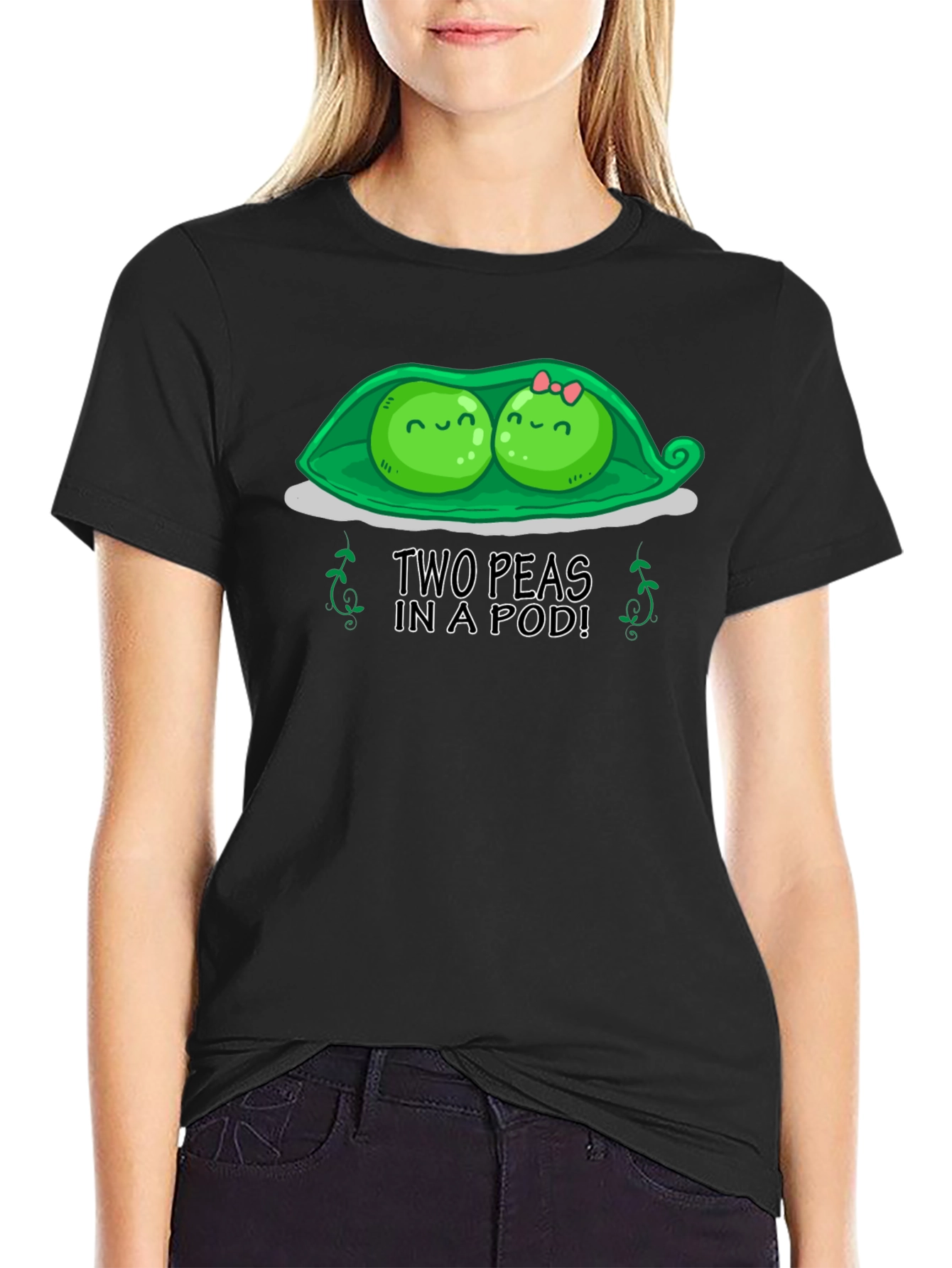 Black Two Peas in a Pod Graphic T-Shirt view 2