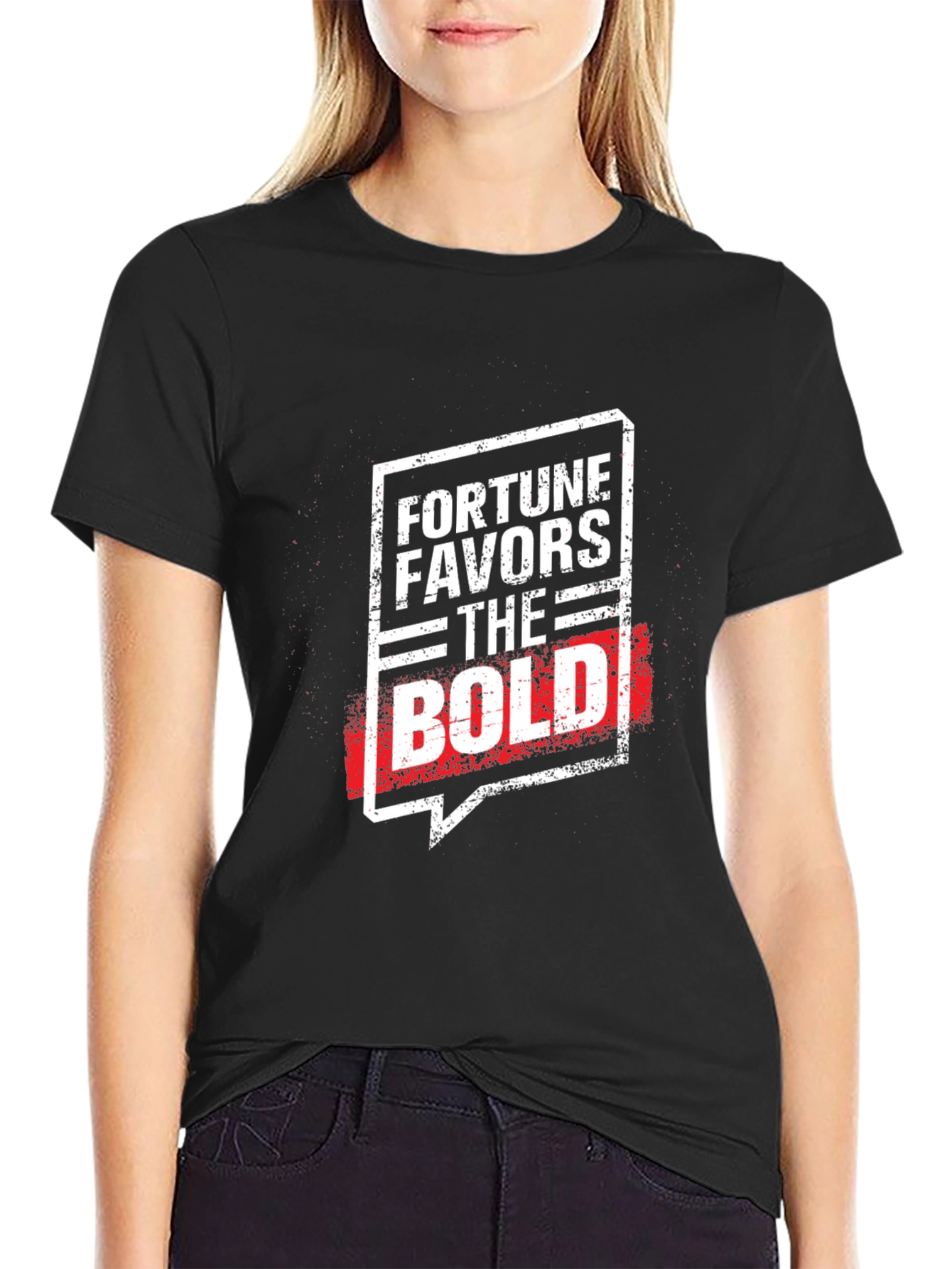 Black Fortune Favors the Bold Graphic Tee - Black view 2