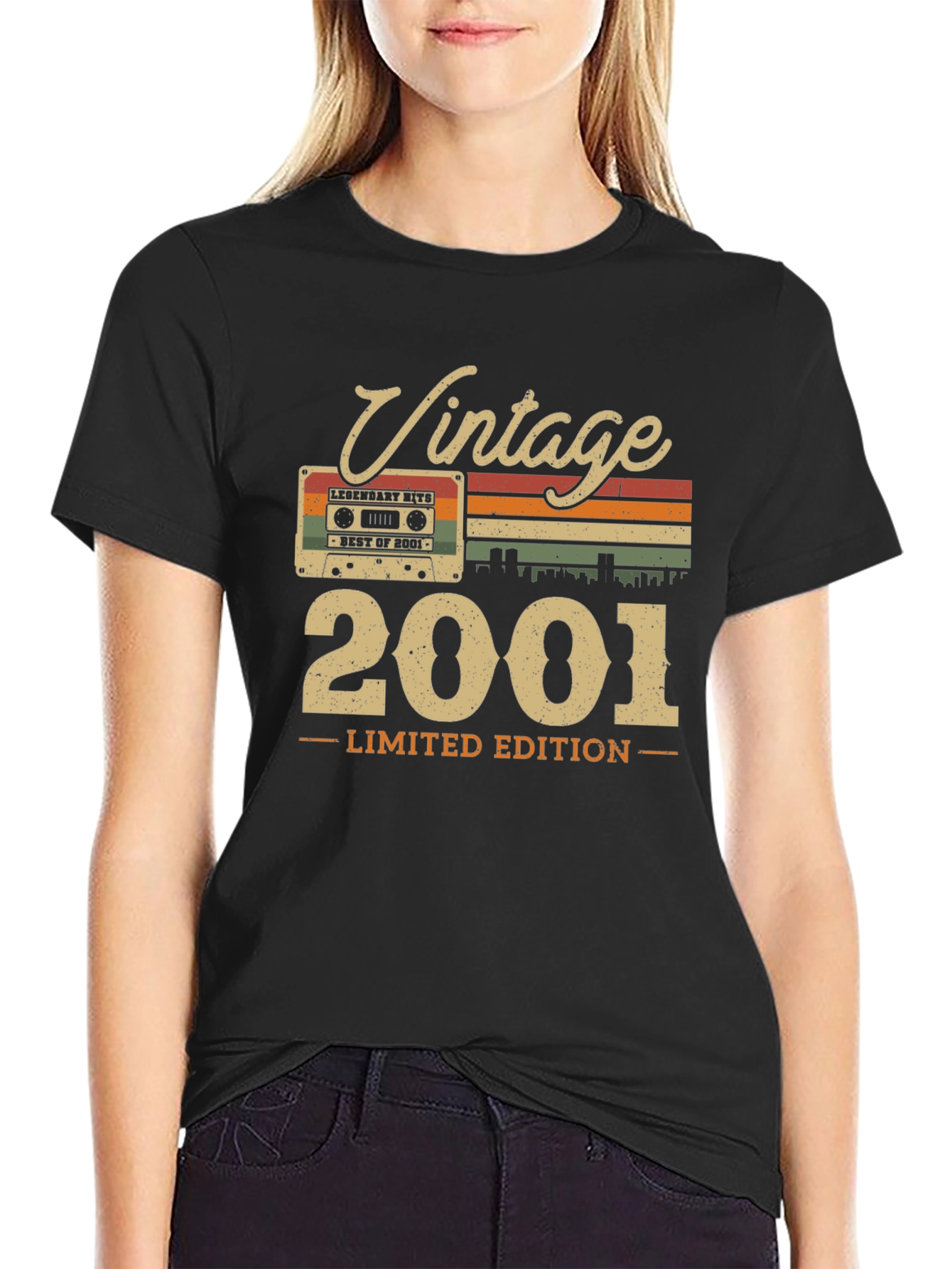 Black Vintage 2001 Limited Edition Cassette Tape T-Shirt view 2