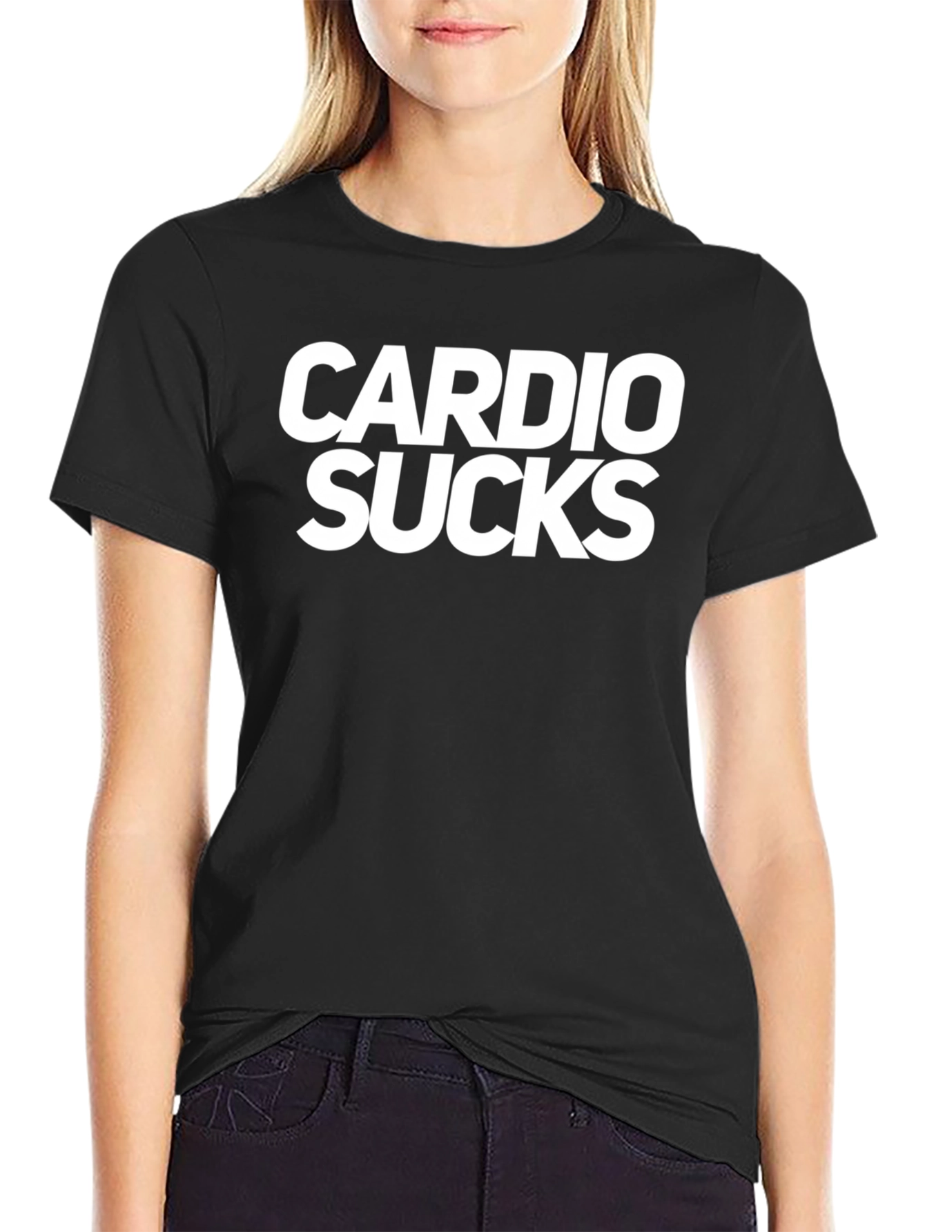 Black Cardio Sucks Graphic Tee - Bold Statement T-Shirt view 2
