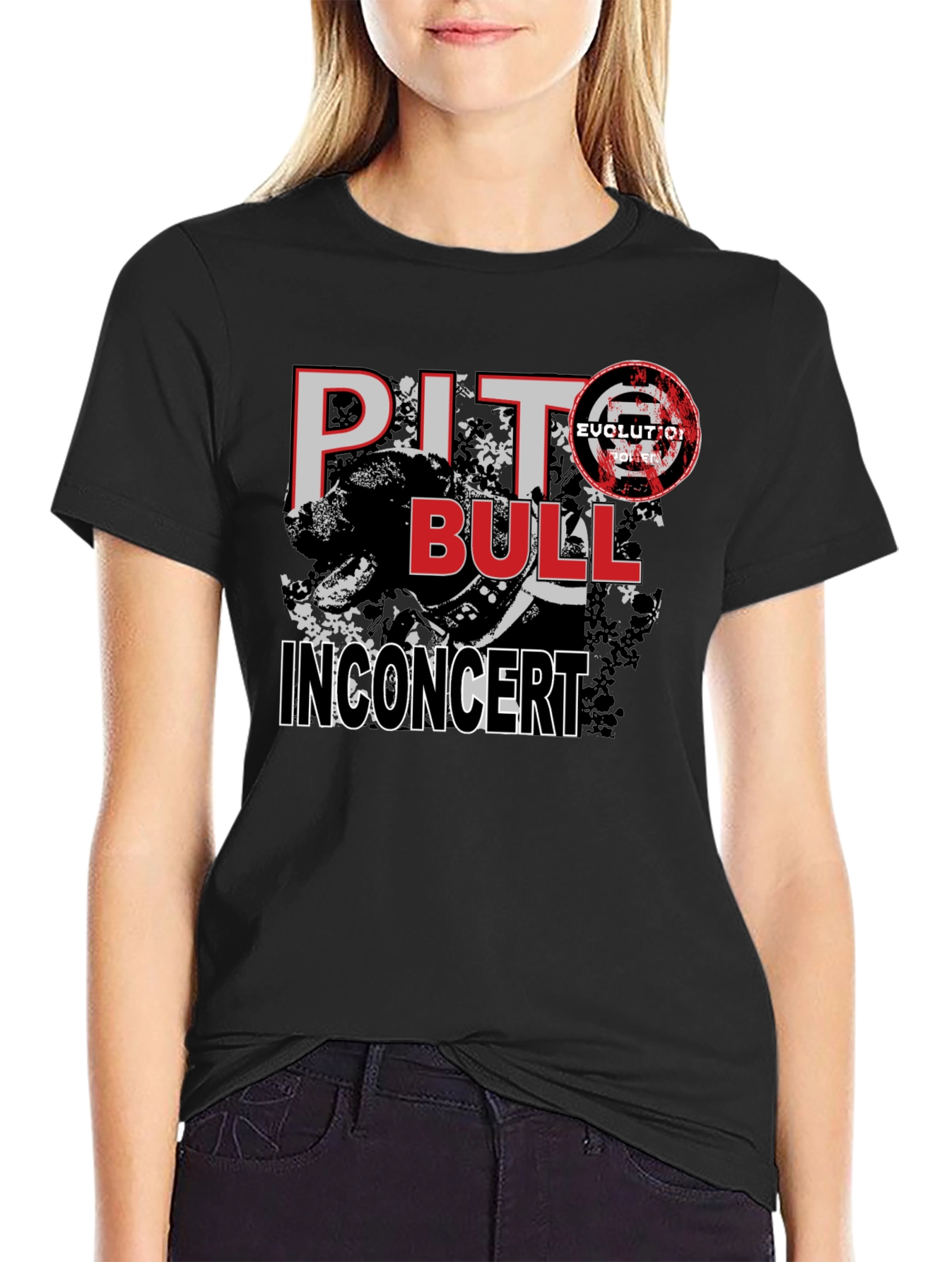 Black Pitbull In Concert Graphic Tee view 2