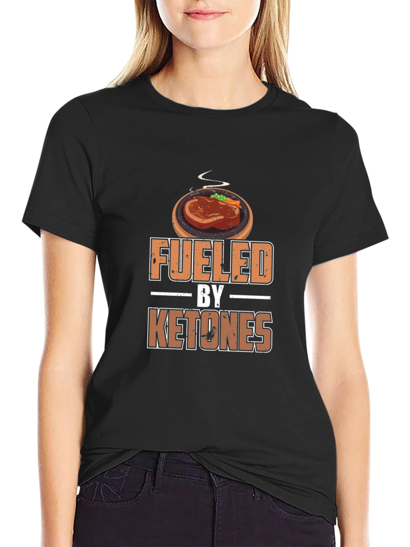 Black Fueled By Ketones Graphic Tee - Keto Diet T-Shirt view 2