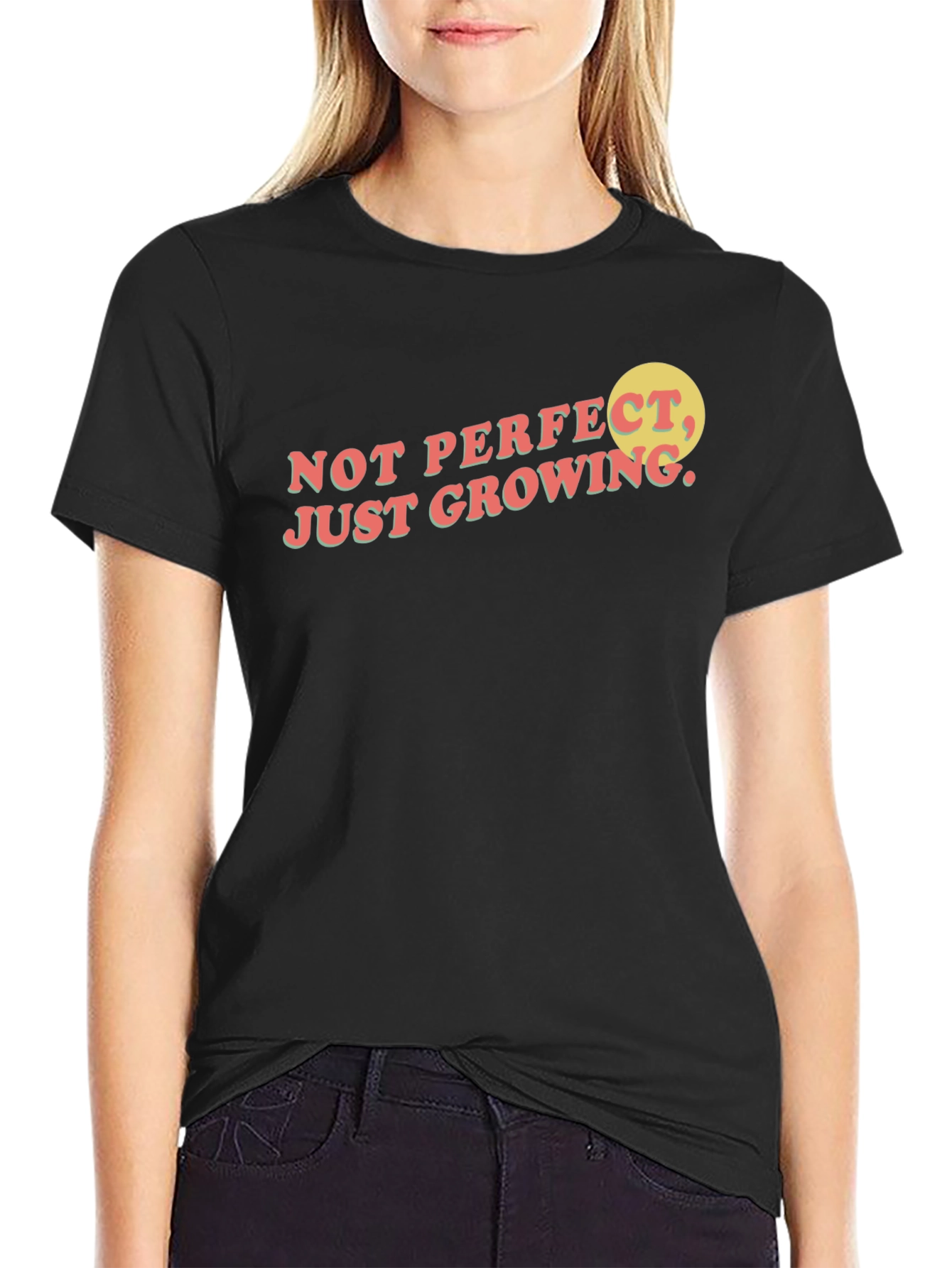 Black Not Perfect Just Growing T-Shirt view 2