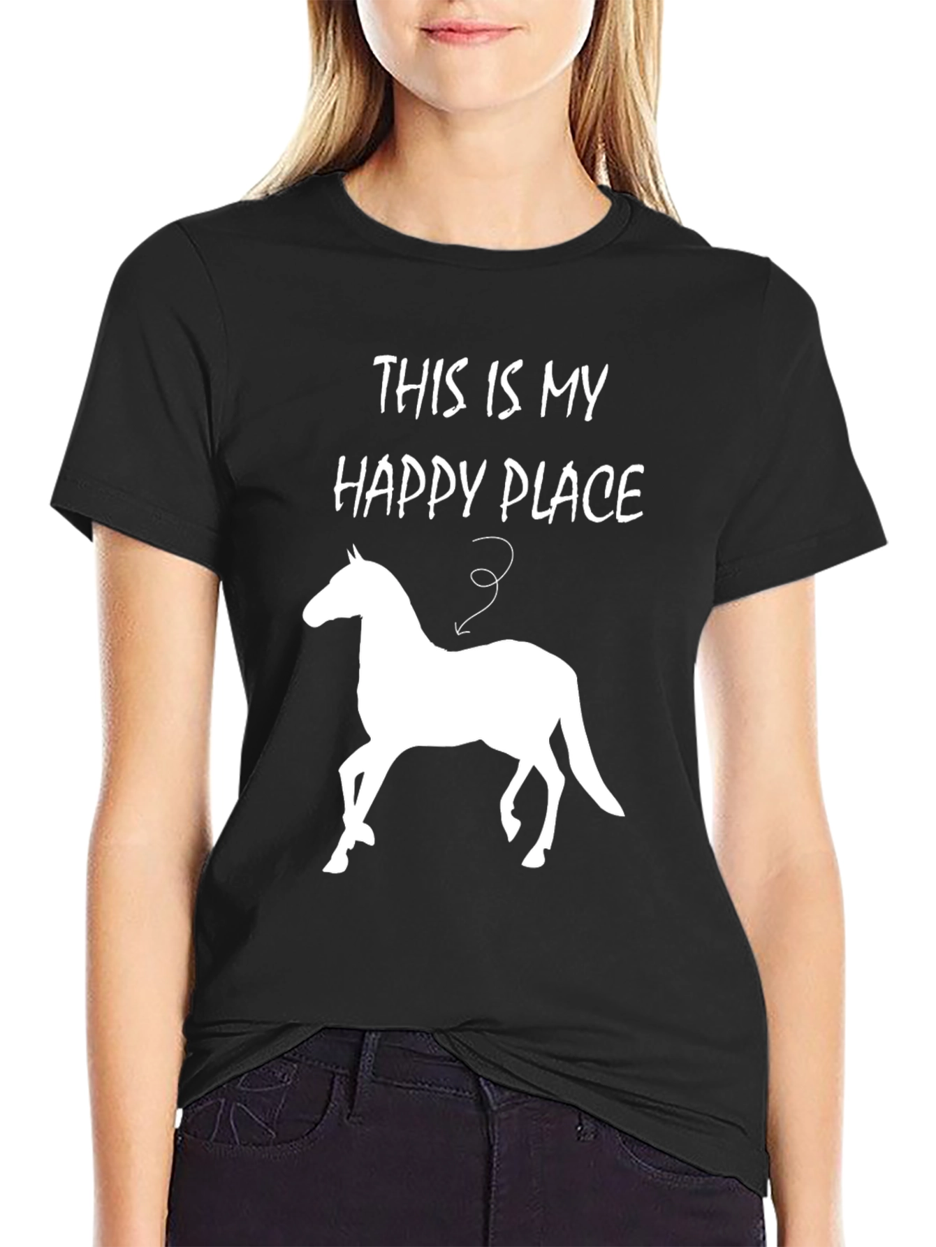 Happy Place Horse T-Shirt - Men's Black Tee - 2