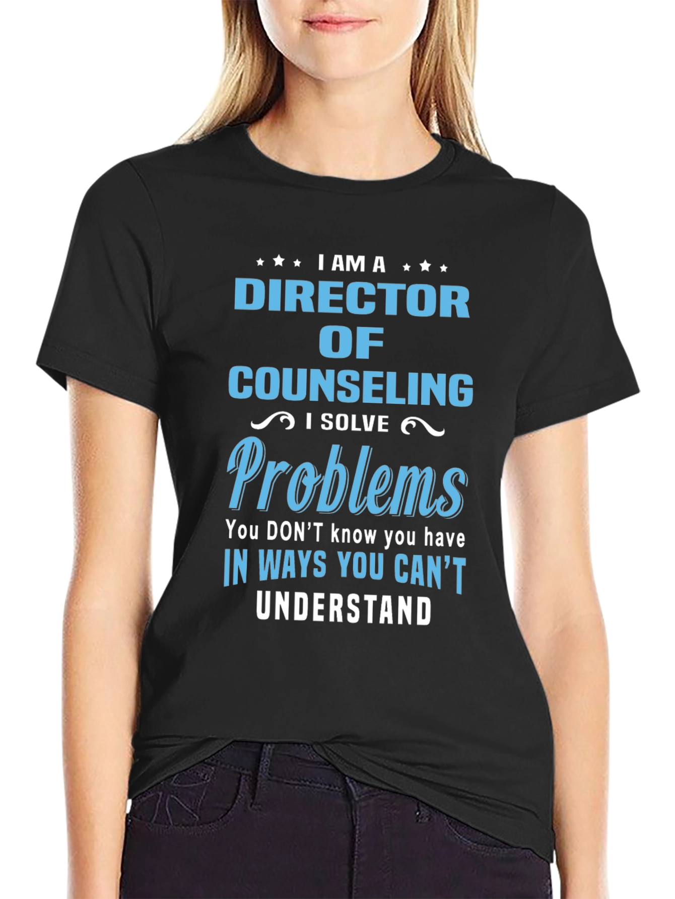 Black Director of Counseling T-Shirt - I Solve Problems Tee view 2
