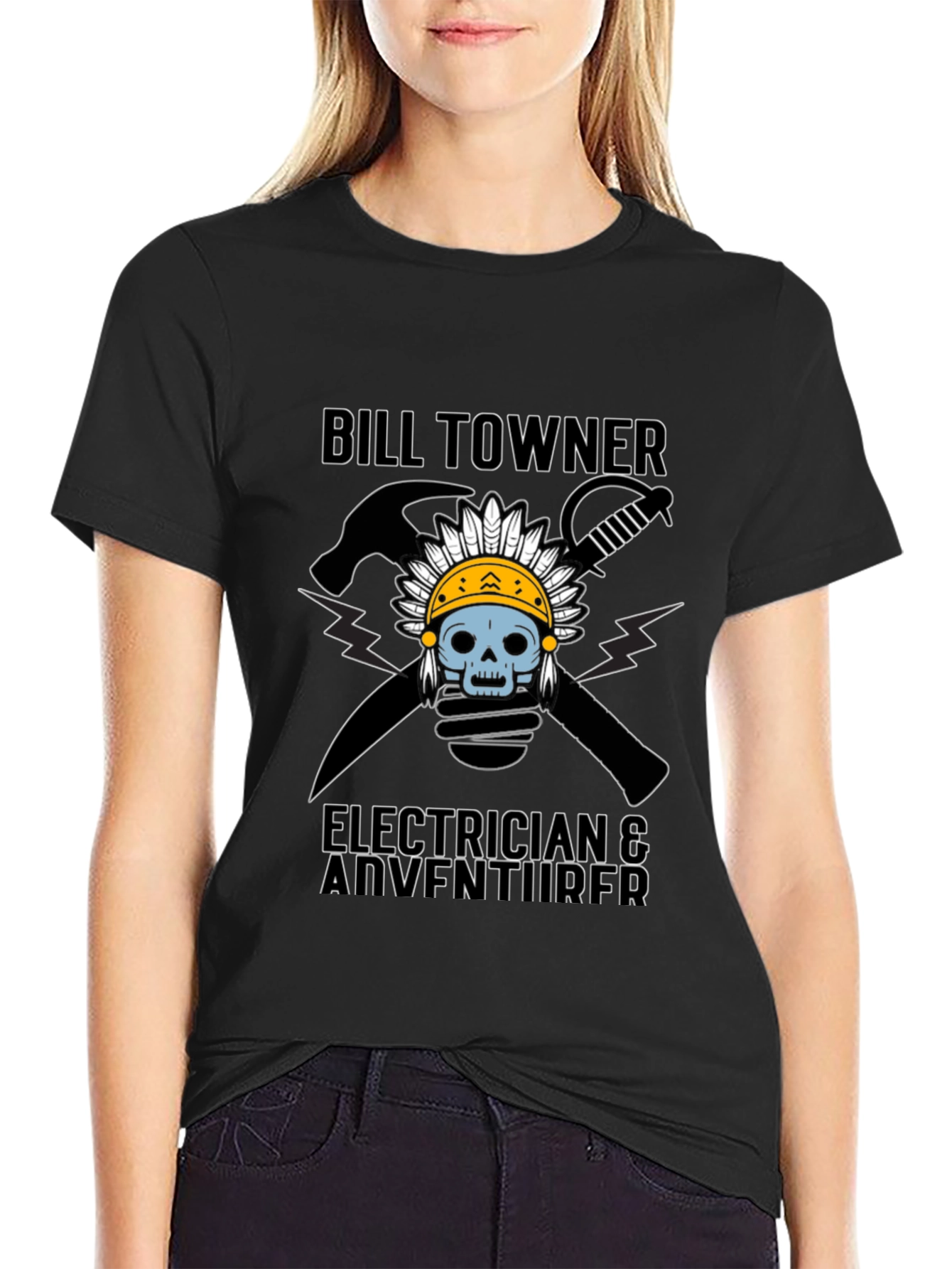 Black Bill Towner Electrician & Adventurer T-Shirt view 2