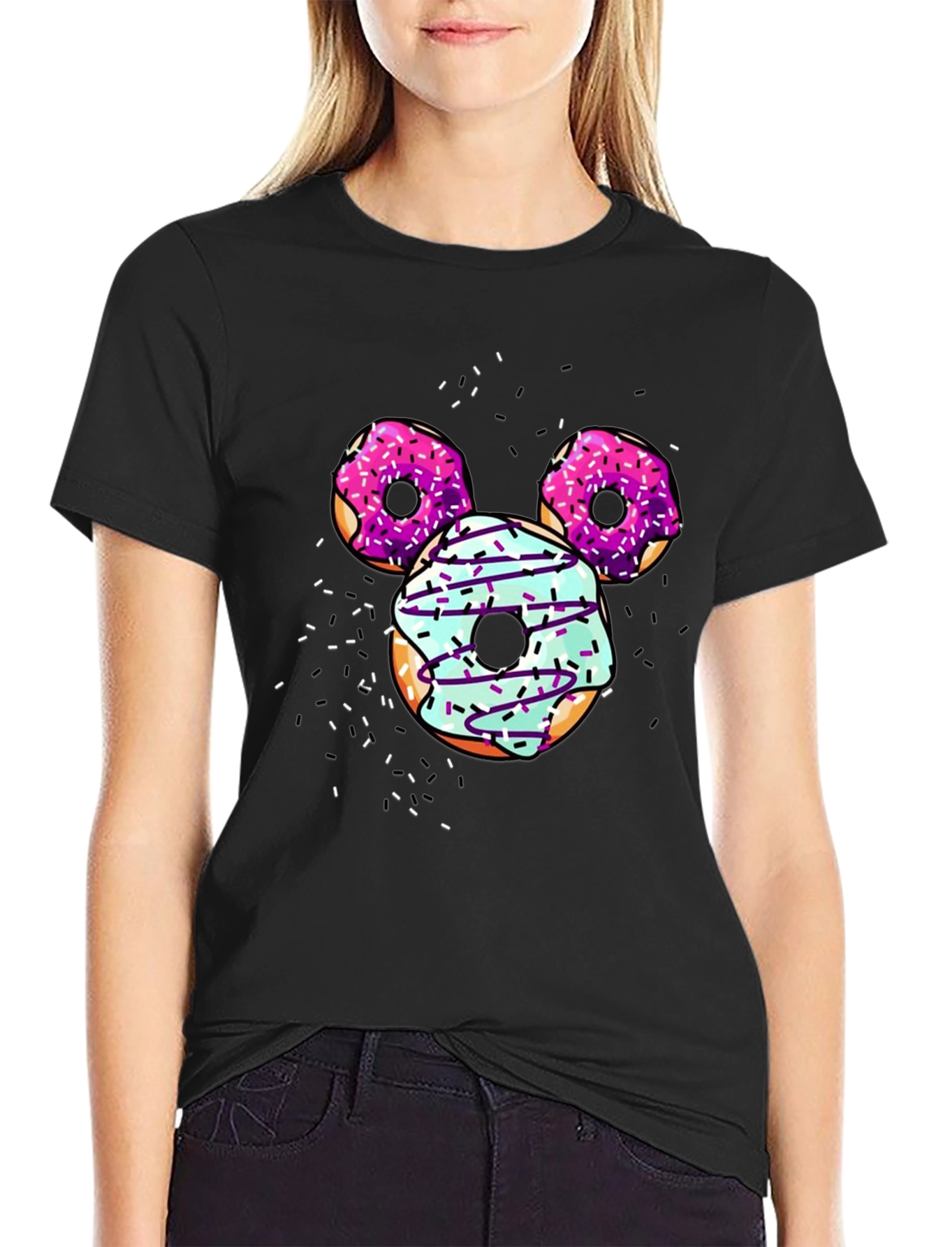 Black Donut Mickey Mouse T-Shirt view 2