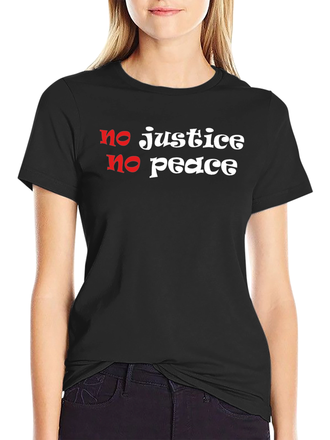 Black No Justice No Peace Graphic Tee view 2