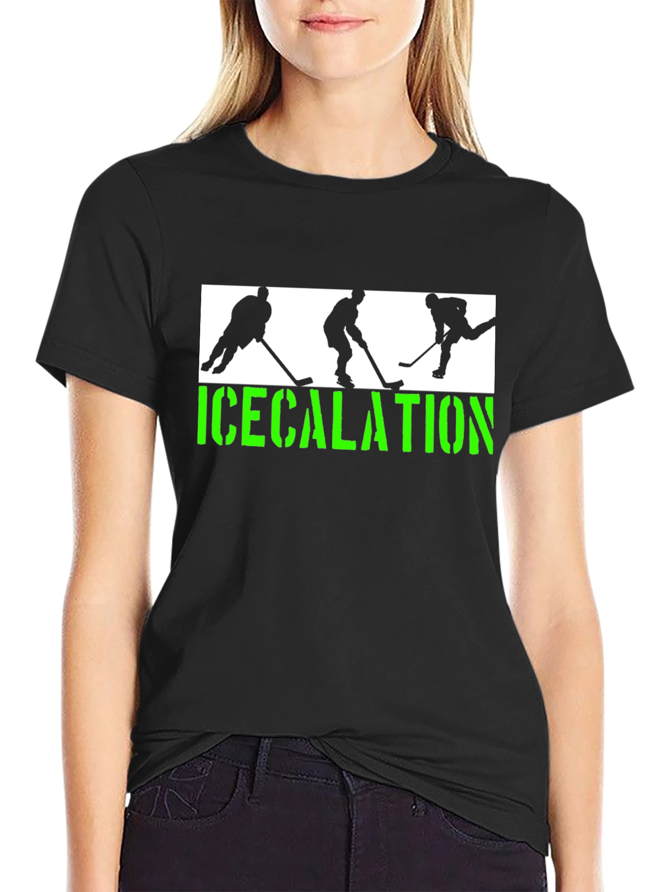 Black Icecalation Hockey Graphic T-Shirt view 2