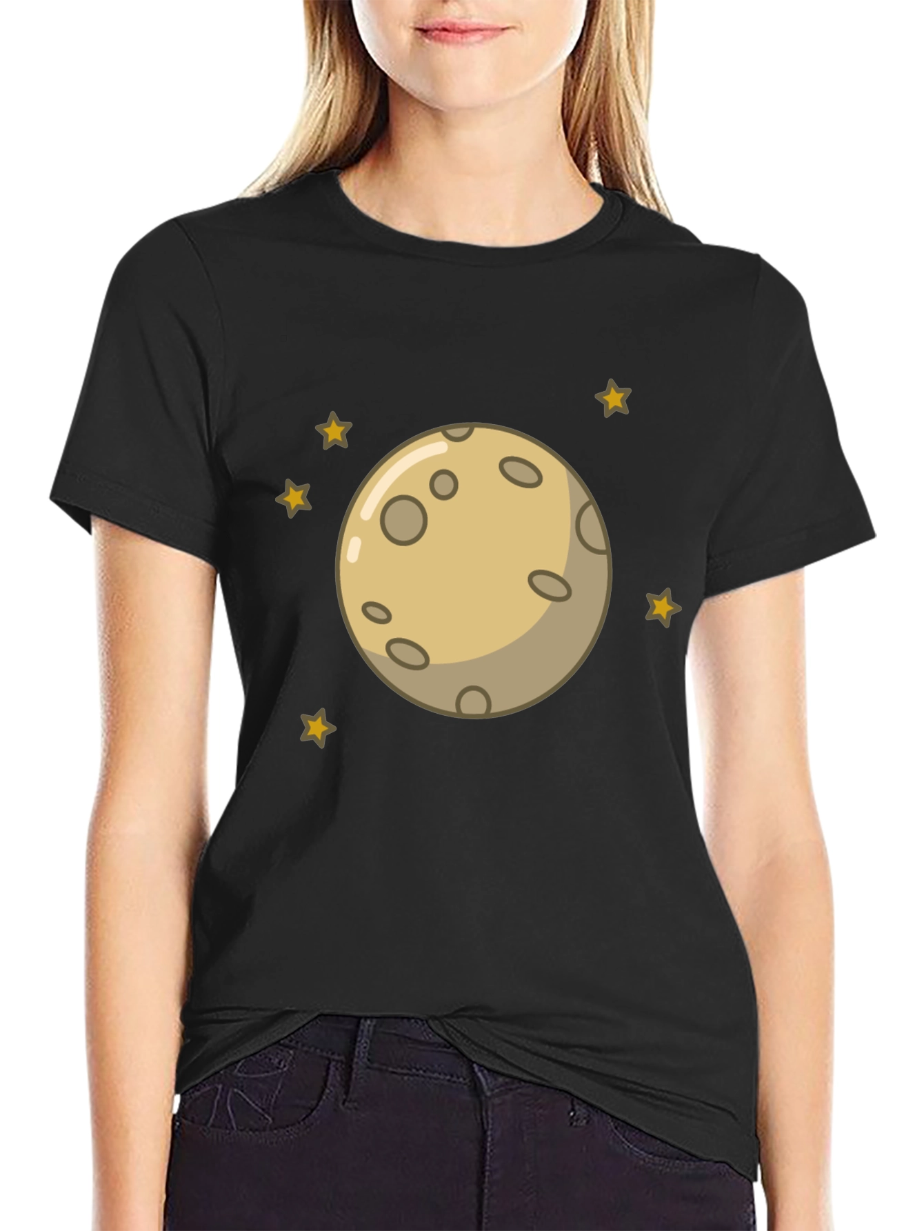 Black Moon and Stars Graphic Black T-Shirt view 2