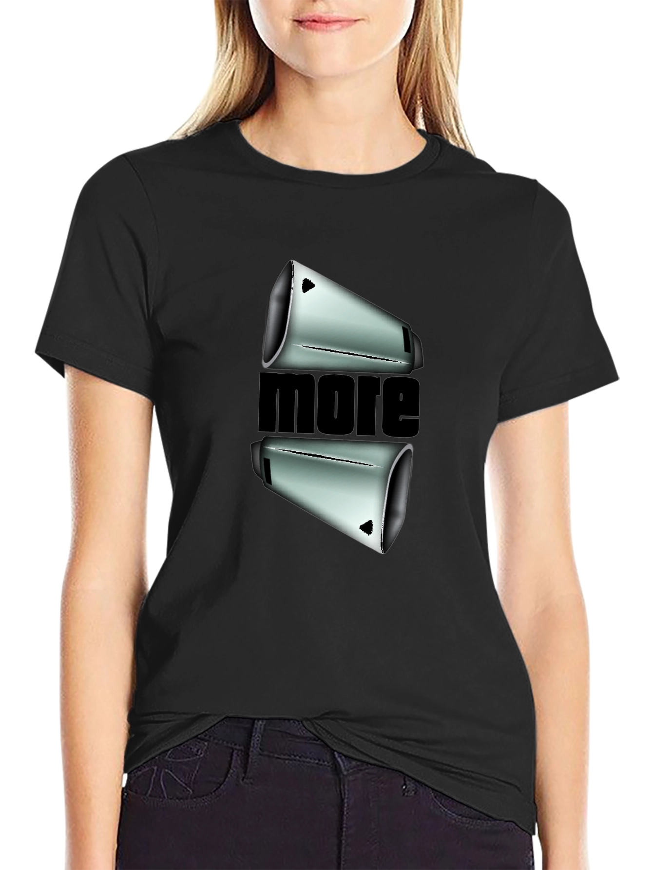 Black Modern "More" Graphic Black T-Shirt view 2