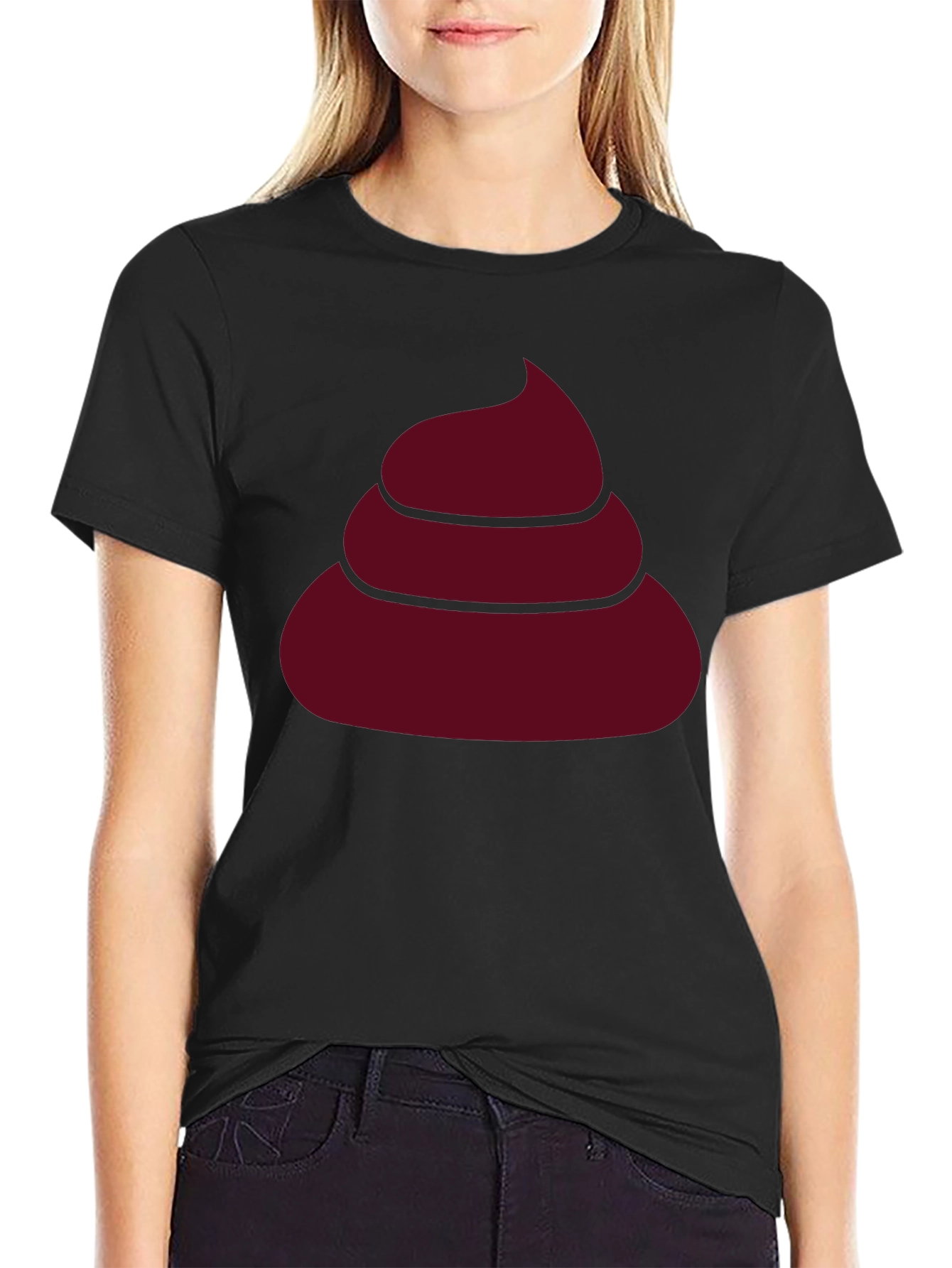 Black Novelty Poop Emoji Graphic Black T-Shirt view 2
