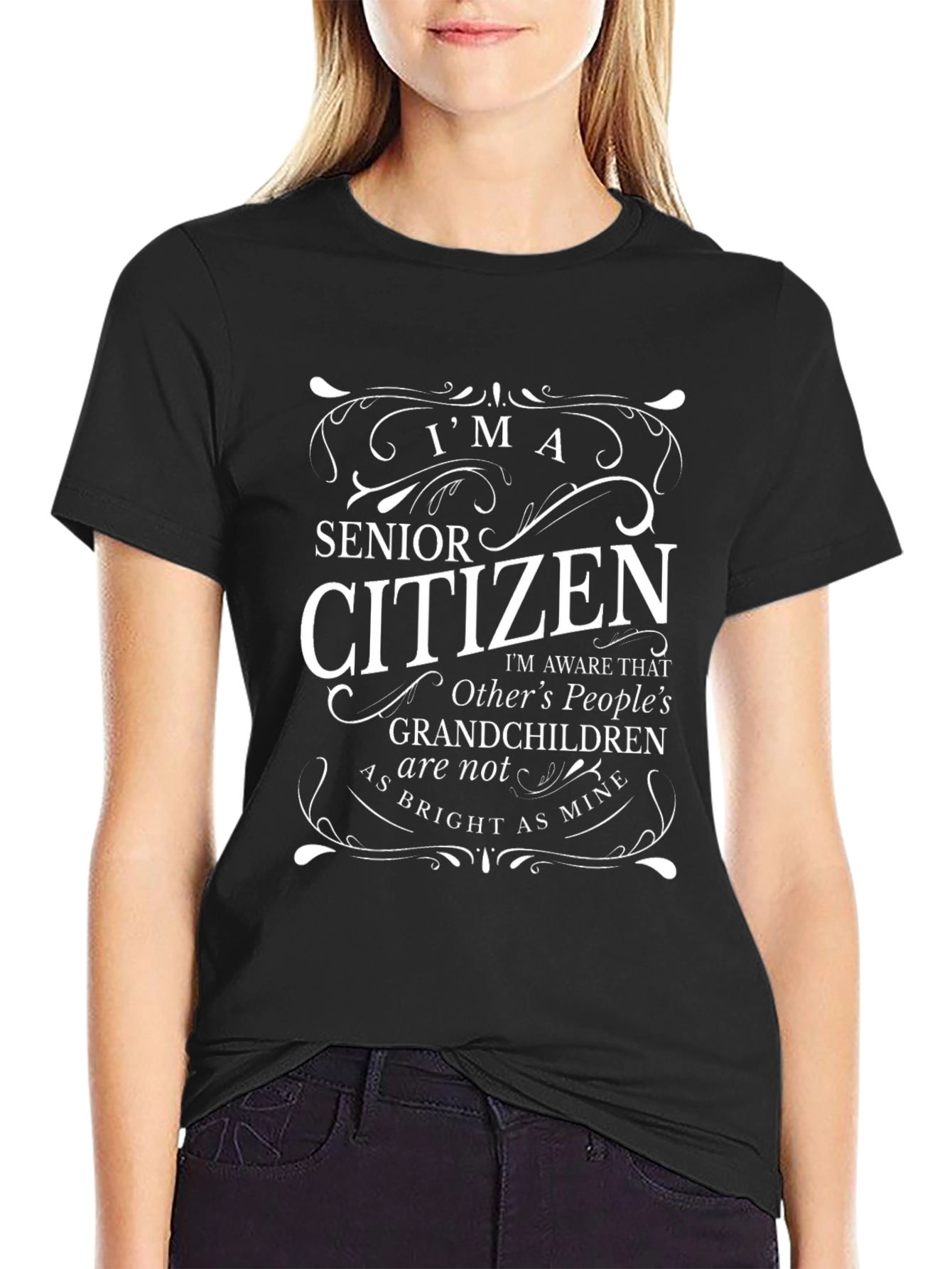 Black Senior Citizen Grandchildren Graphic T-Shirt view 2