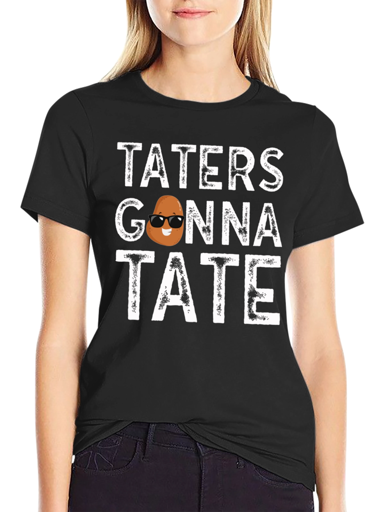 Black Taters Gonna Tate Funny Potato Graphic T-Shirt view 2