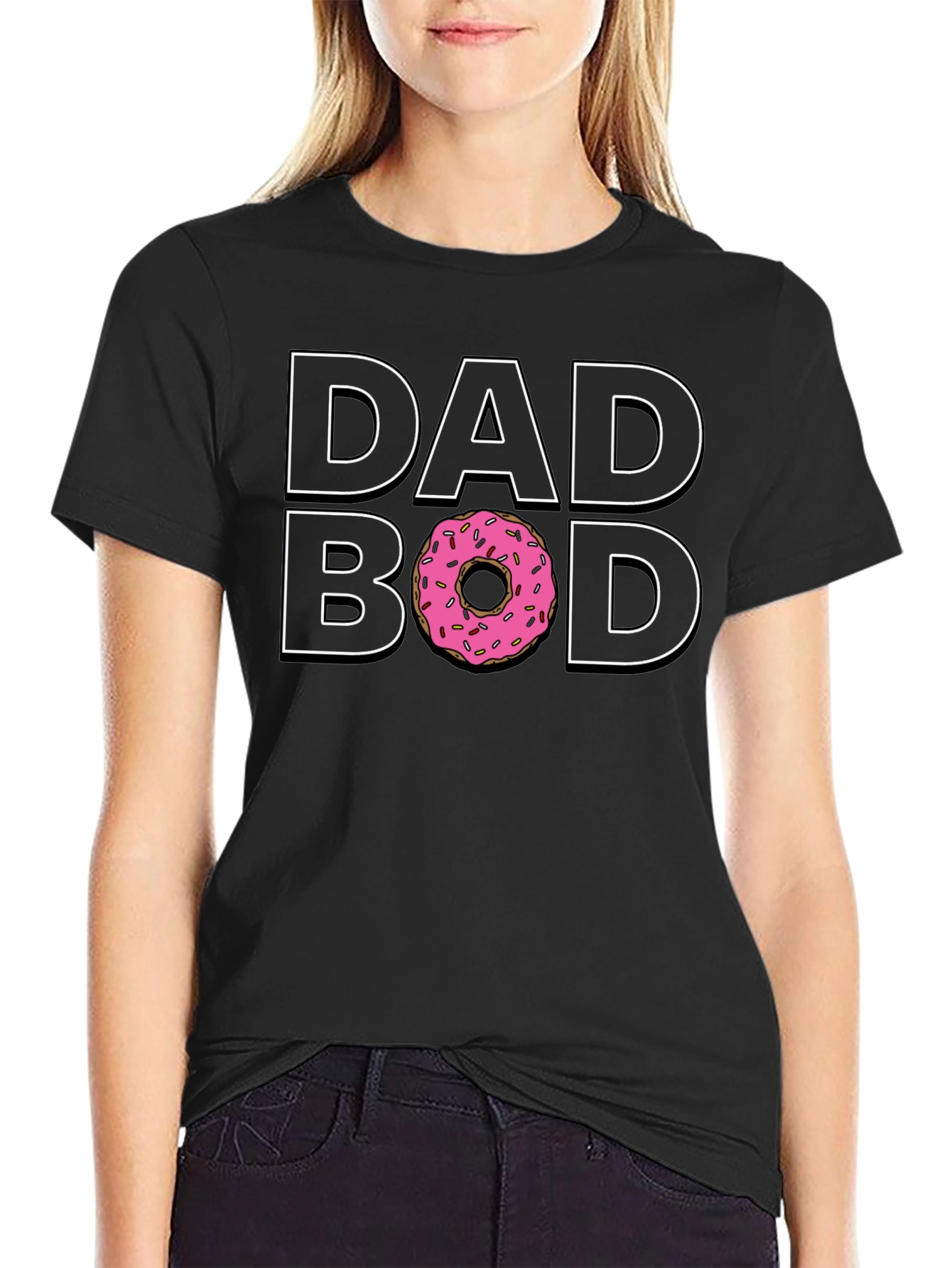 Black Dad Bod Donut T-Shirt - Funny Dad Shirt view 2