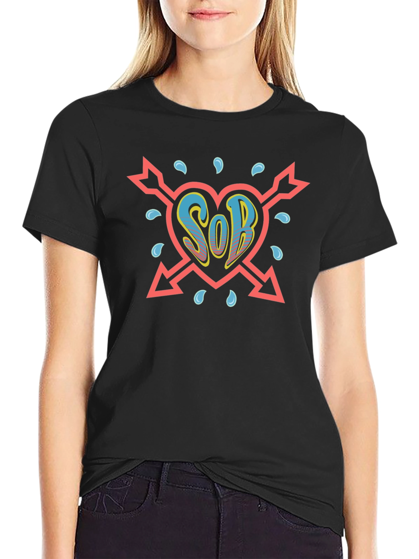 Black Heart SOB T-Shirt - Novelty Graphic Tee view 2