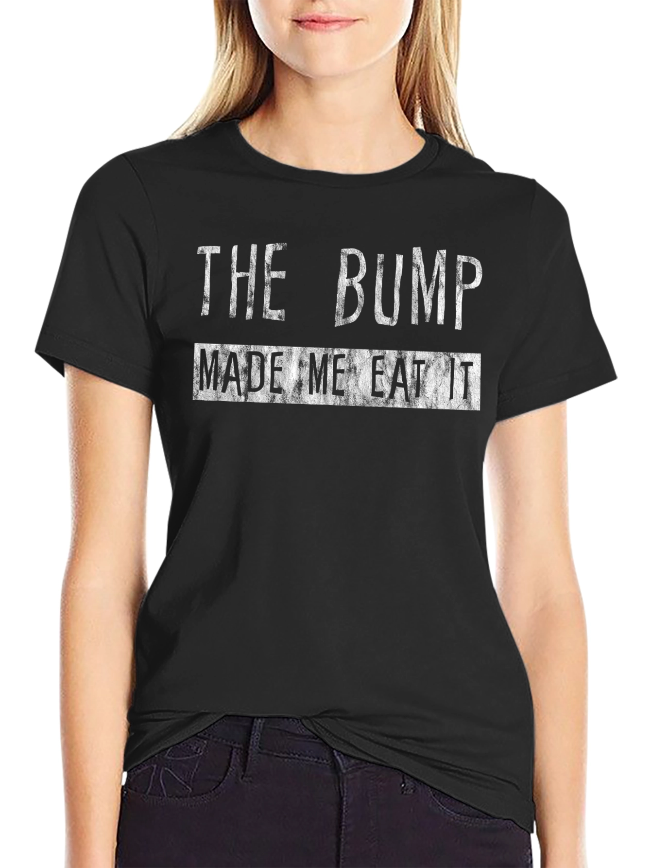 Black The Bump Made Me Eat It Graphic T-Shirt view 2
