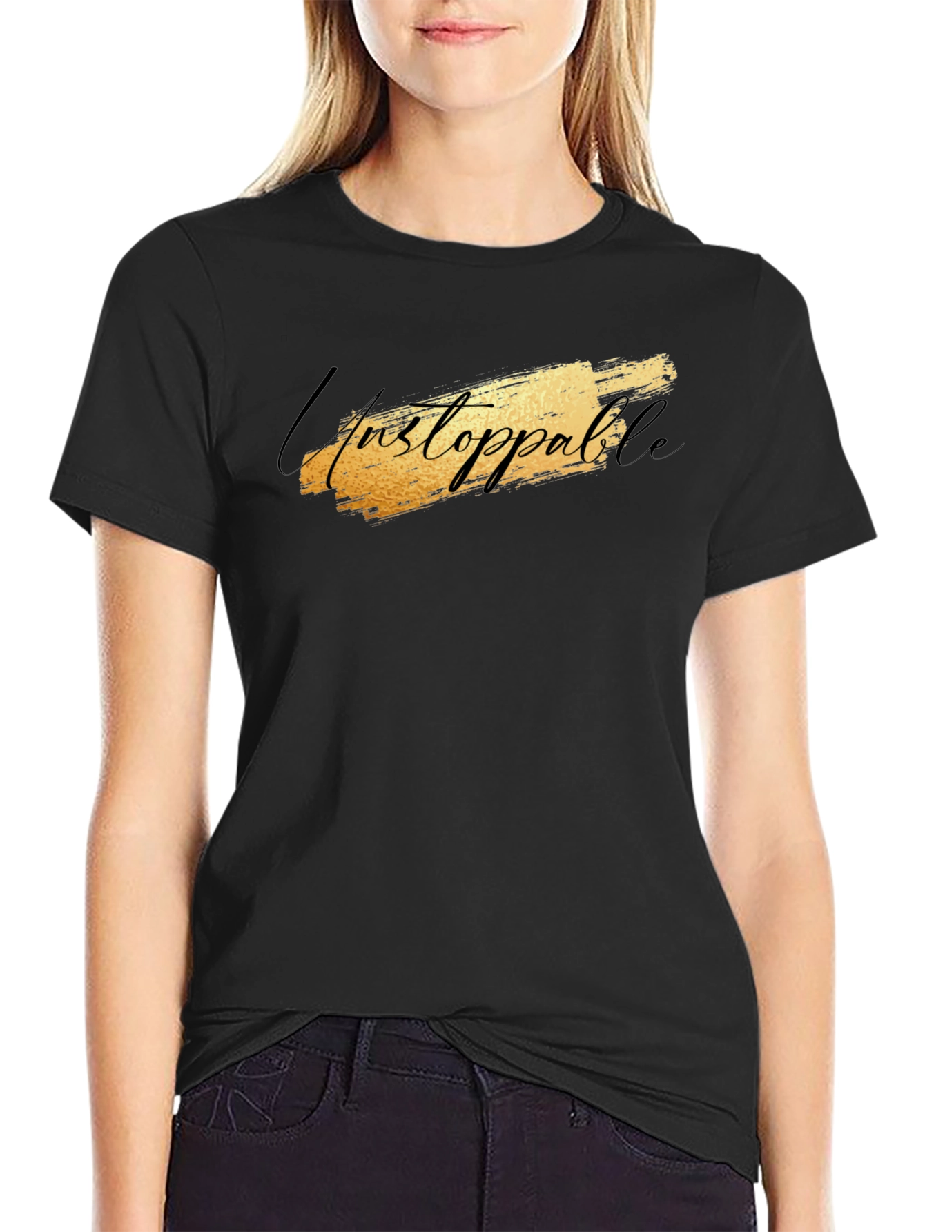 Black Unstoppable Graphic Black T-Shirt for Men view 2