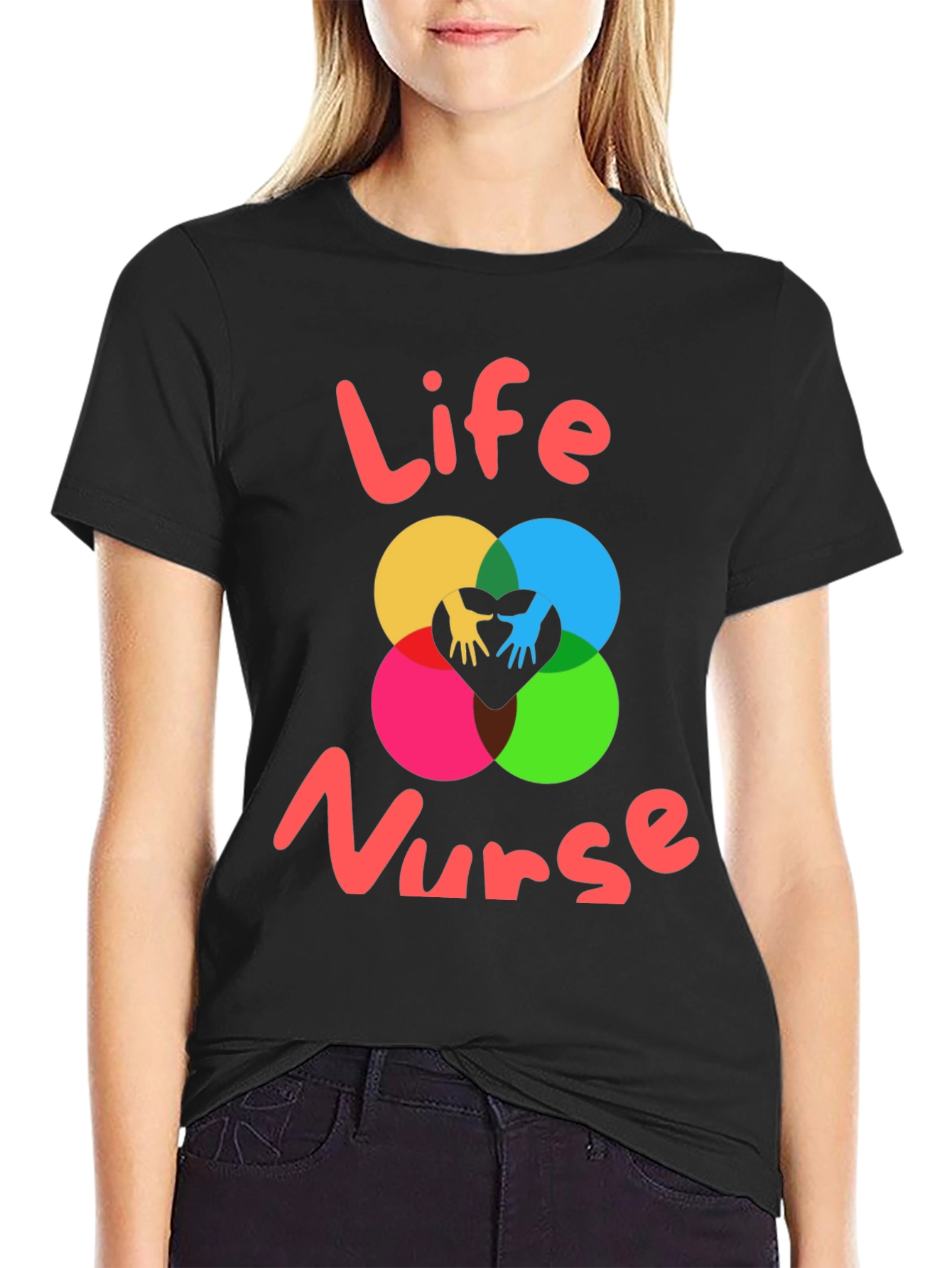 Black Life Nurse Graphic Tee - Black Cotton T-Shirt view 2