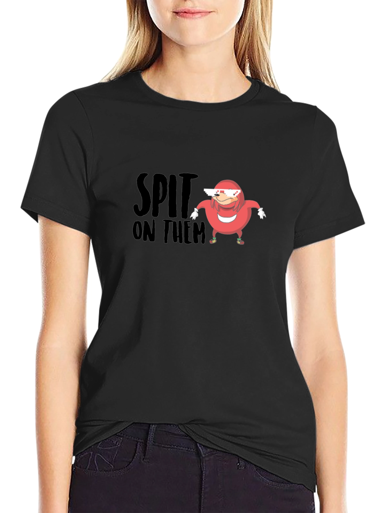 Black Spit On Them Ugandan Knuckles Meme T-Shirt view 2