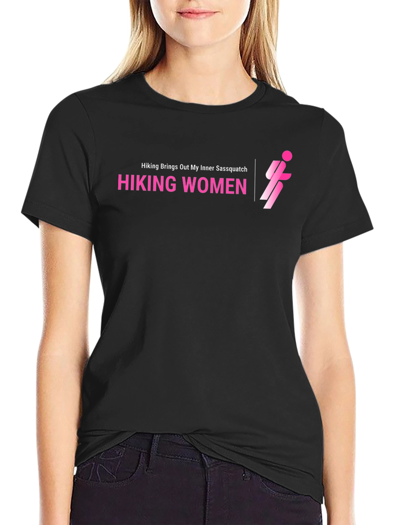 Black Hiking Women Graphic T-Shirt - Sassquatch Edition view 2