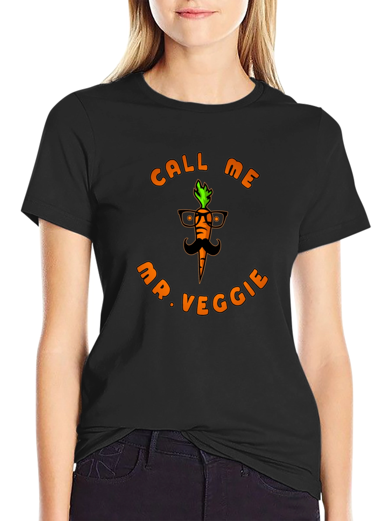 Black Call Me Mr. Veggie Black T-Shirt view 2