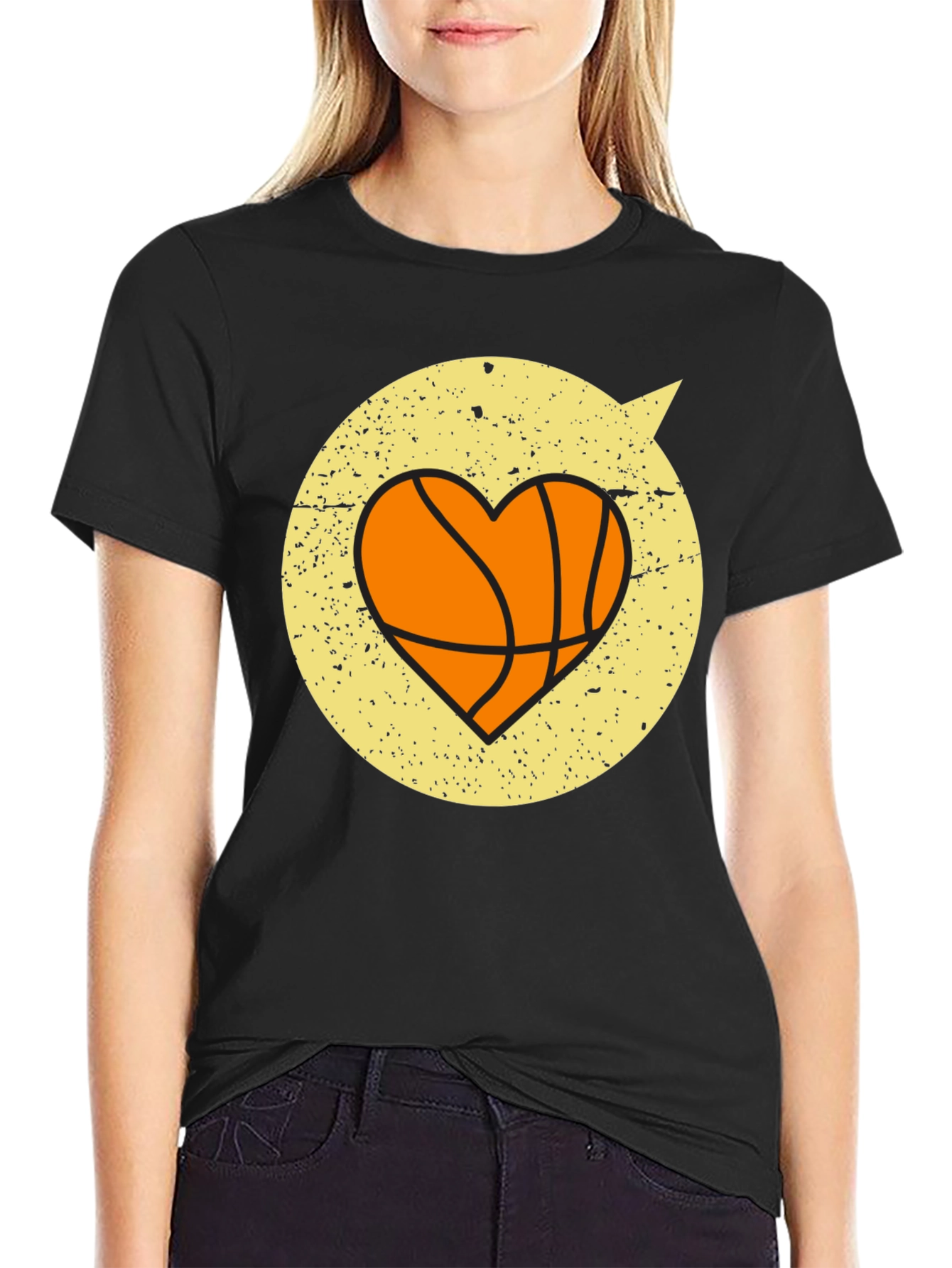 Black Basketball Heart Graphic Tee - Stylish & Comfortable view 2
