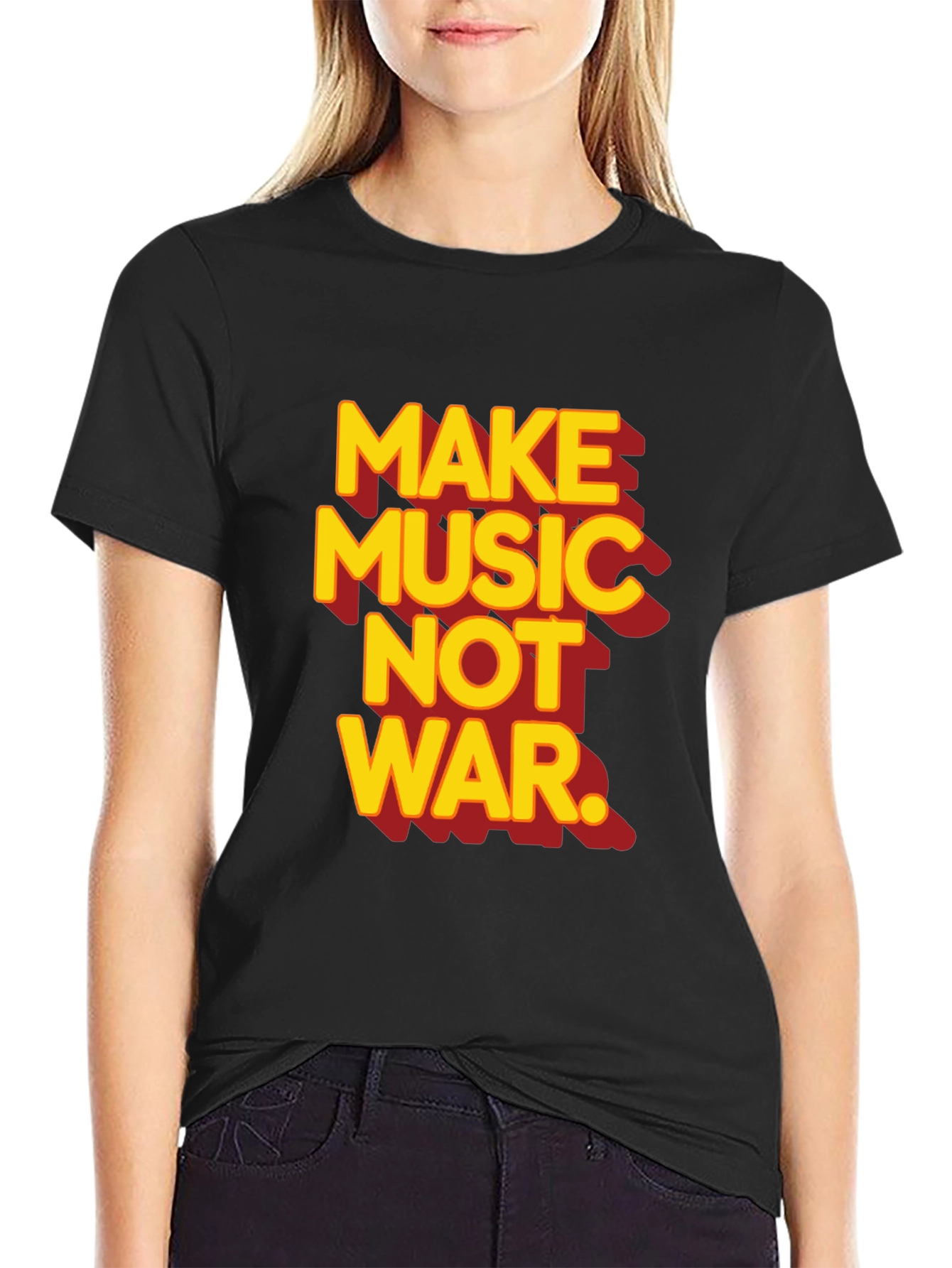 Black Make Music Not War Graphic T-Shirt view 2