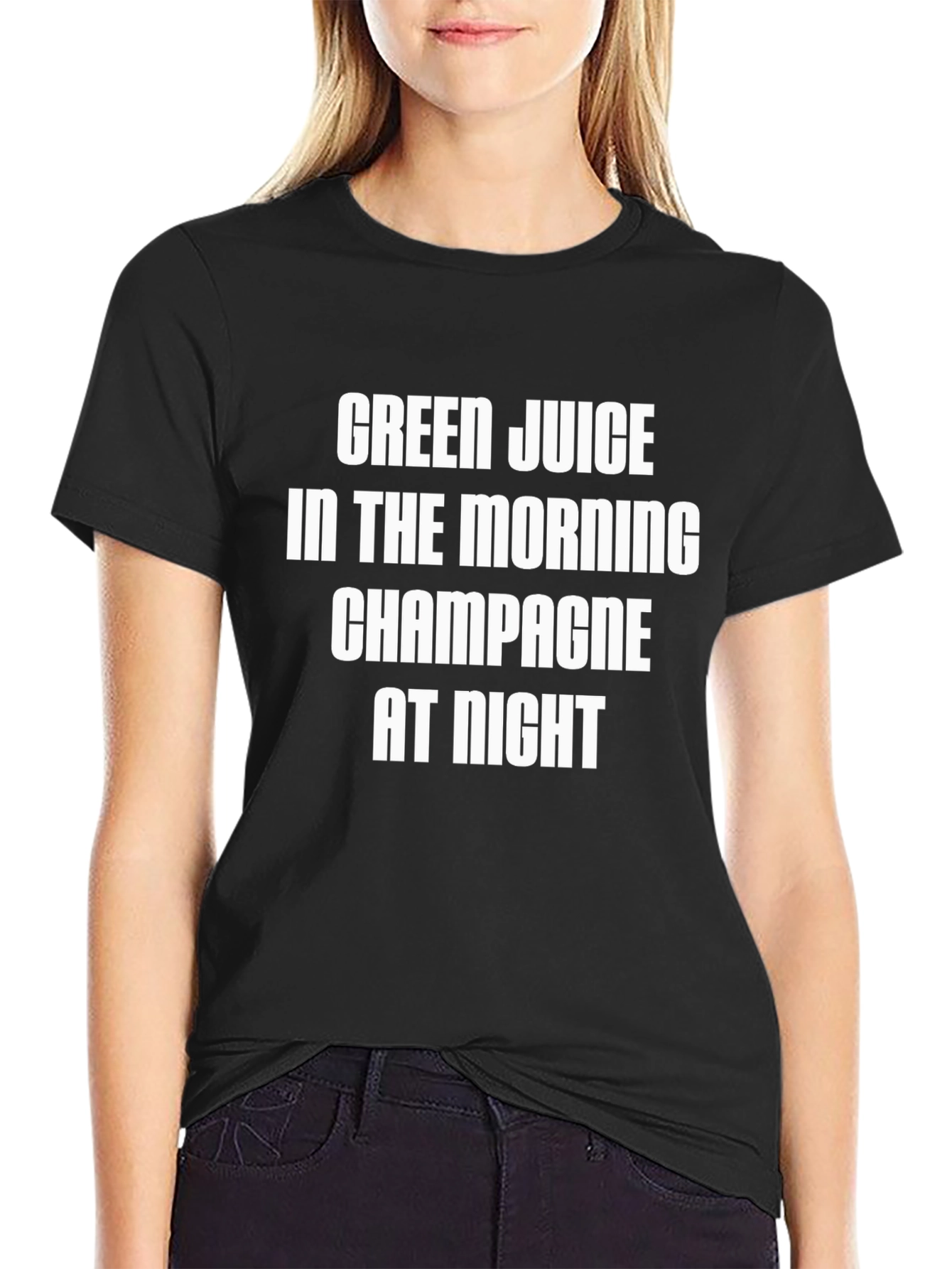 Black Green Juice Champagne Graphic Tee view 2