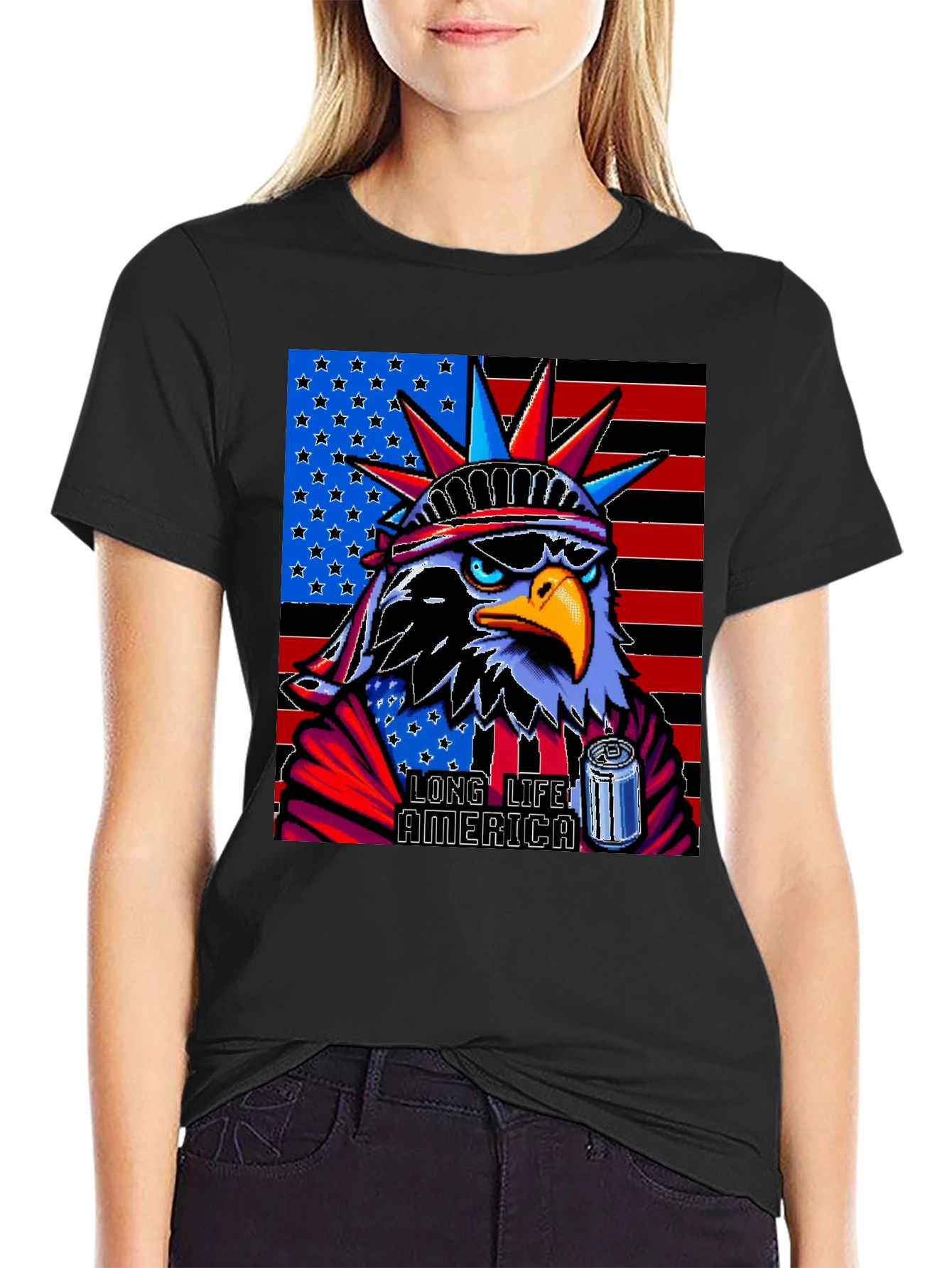 Black Patriotic Eagle T-Shirt: Long Live America! view 2