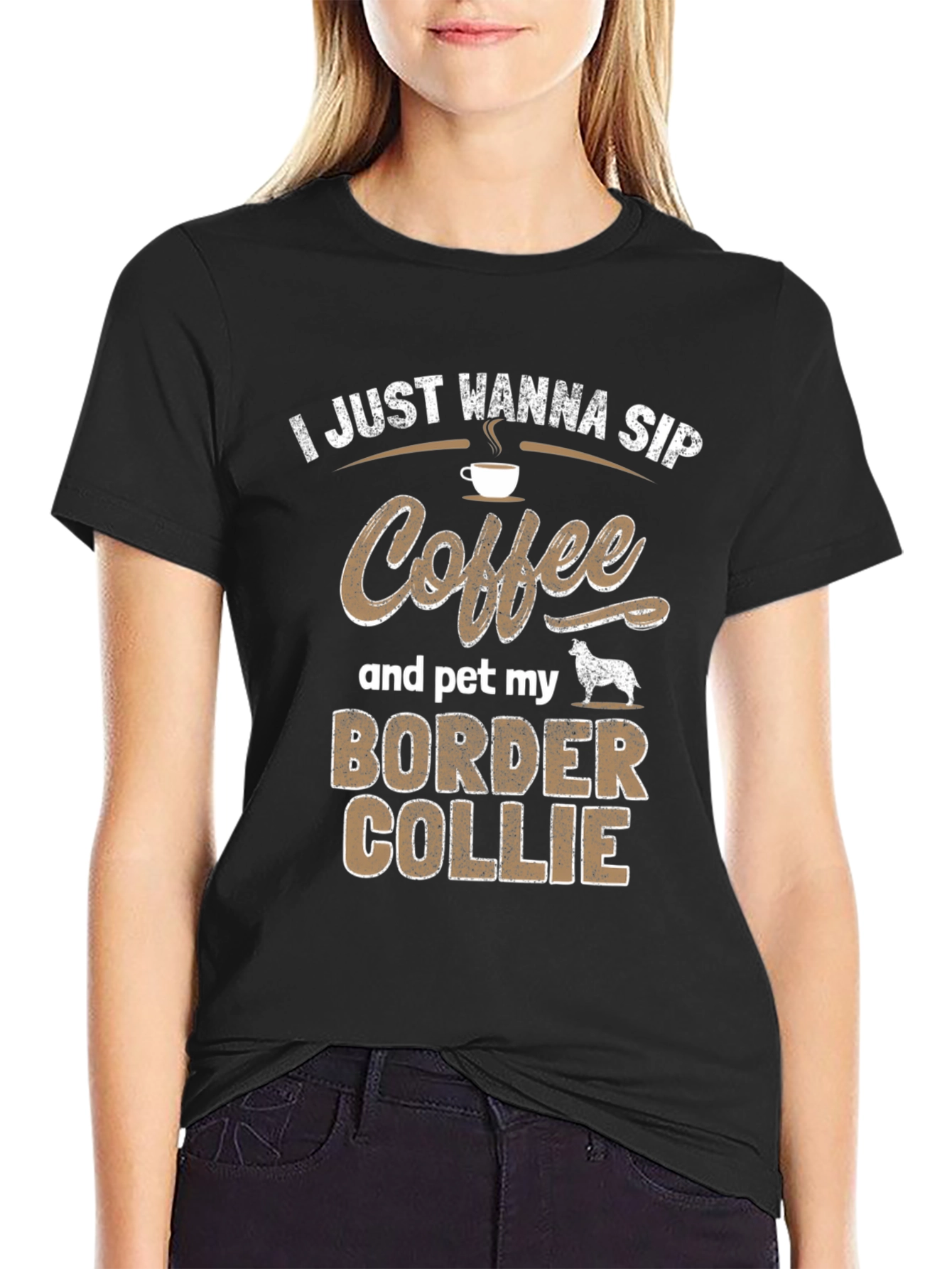 Black Coffee and Border Collie T-Shirt view 2