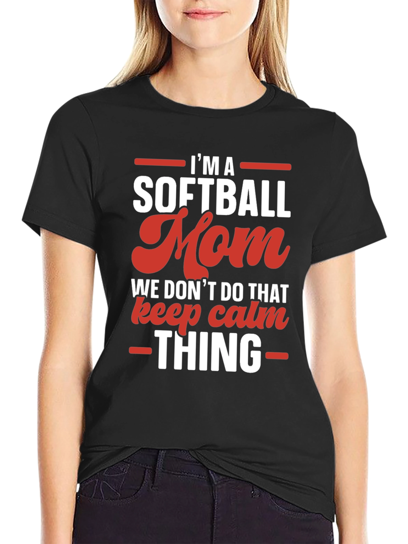 Black Softball Mom Graphic T-Shirt - Funny & Stylish view 2