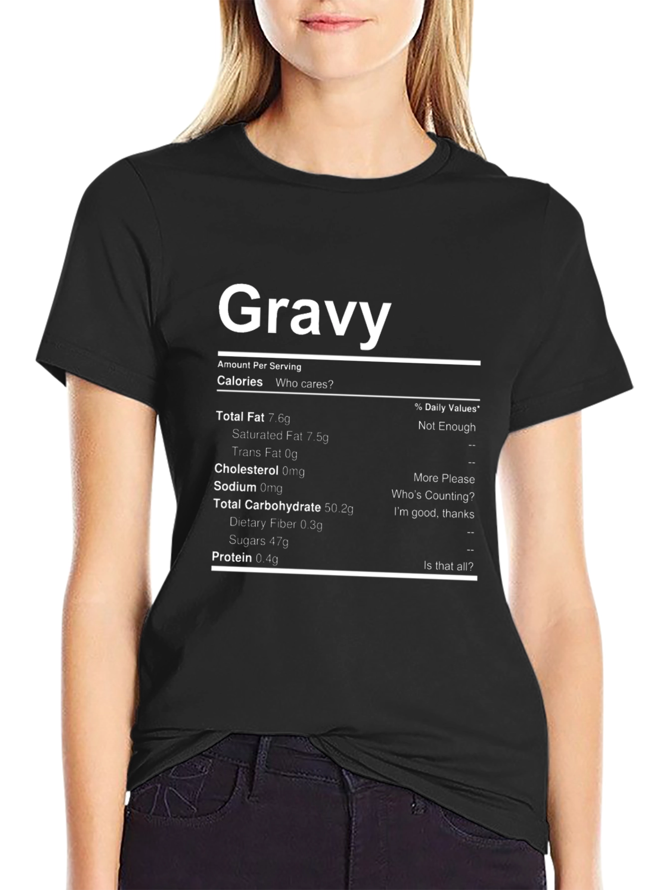 Black Gravy Nutrition Facts Black T-Shirt view 2
