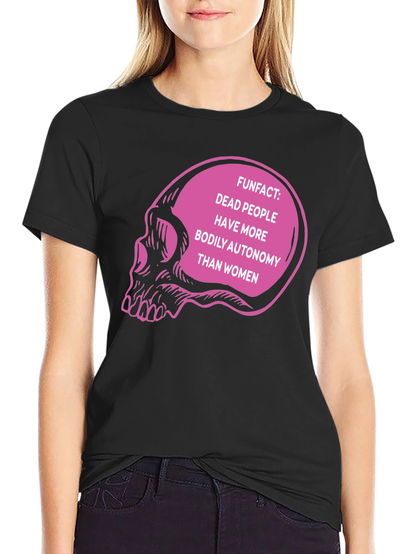 Black Bodily Autonomy Skull T-Shirt view 2