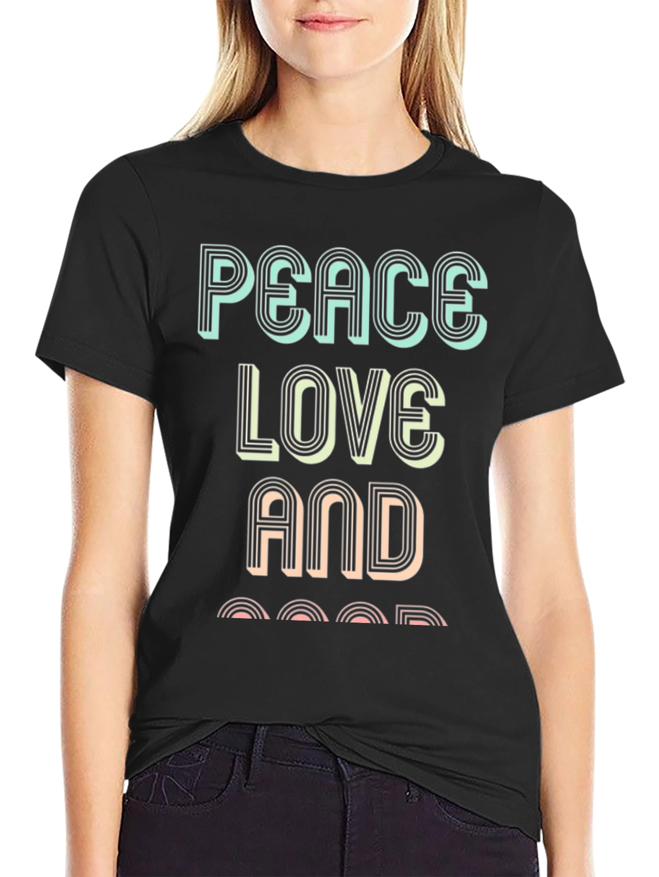 Black Peace Love and Good T-Shirt view 2