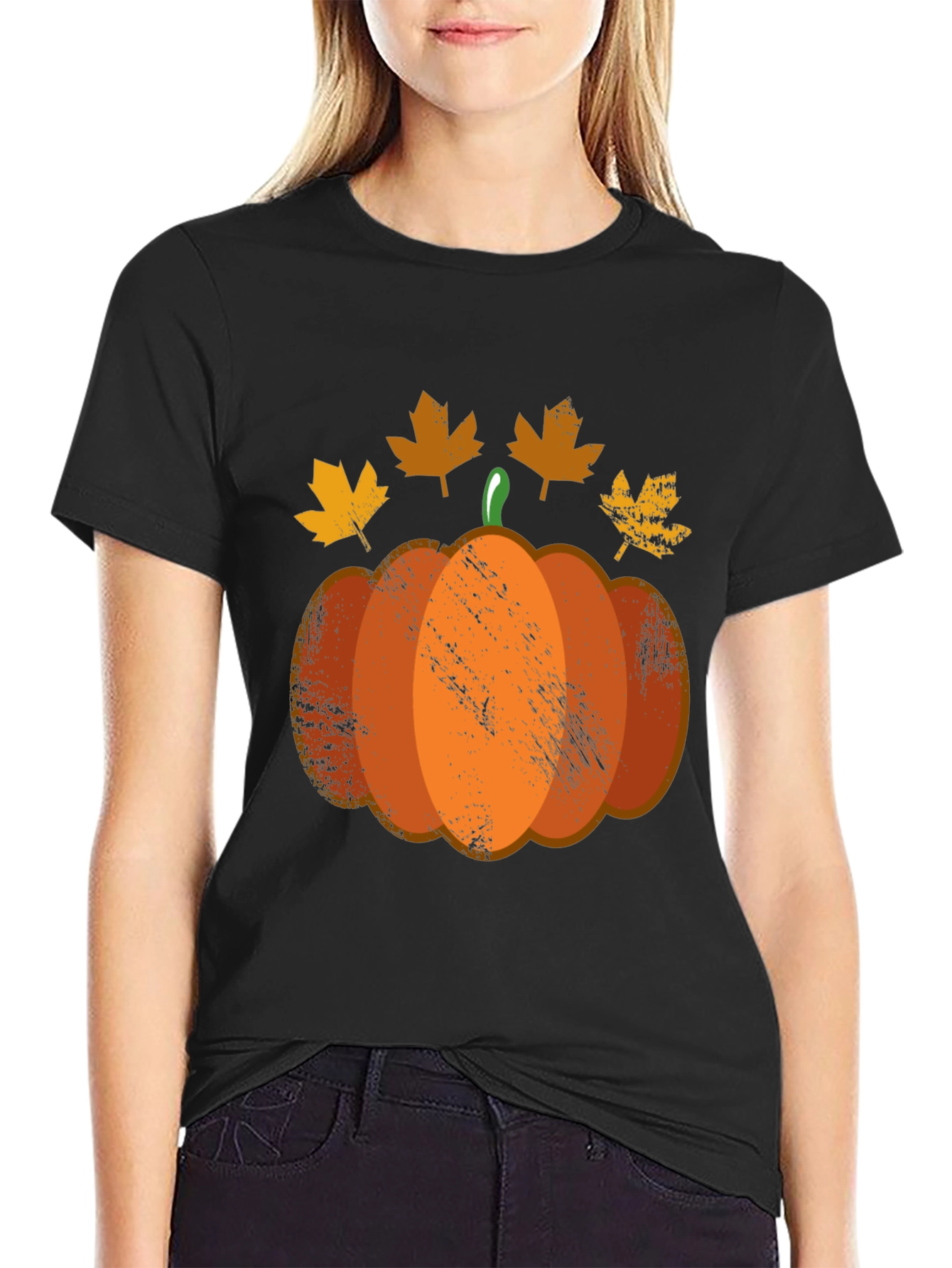 Black Fall Pumpkin T-Shirt - Autumn Harvest Apparel view 2