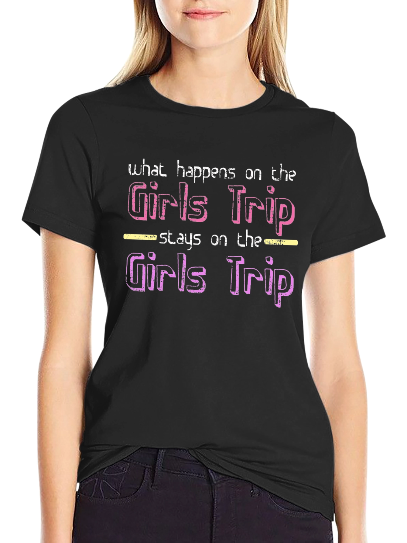 Black Girls Trip T-Shirt - What Happens On The Trip Stays view 2
