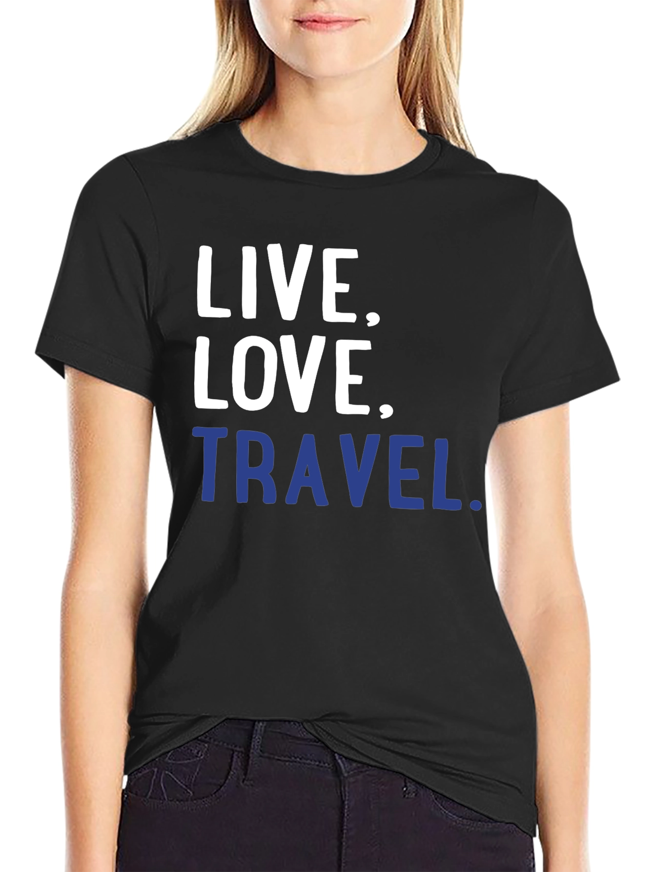 Black Live, Love, Travel T-Shirt - Black Graphic Tee view 2