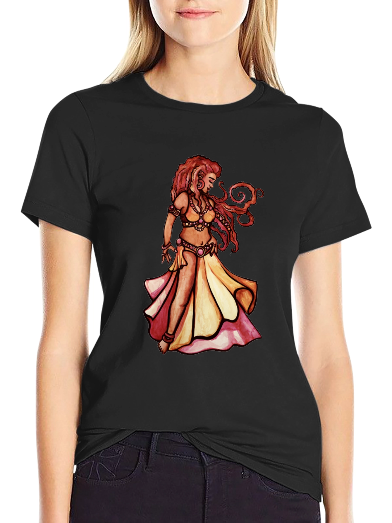 Black Belly Dance Art T-Shirt - Unique Graphic Tee view 2